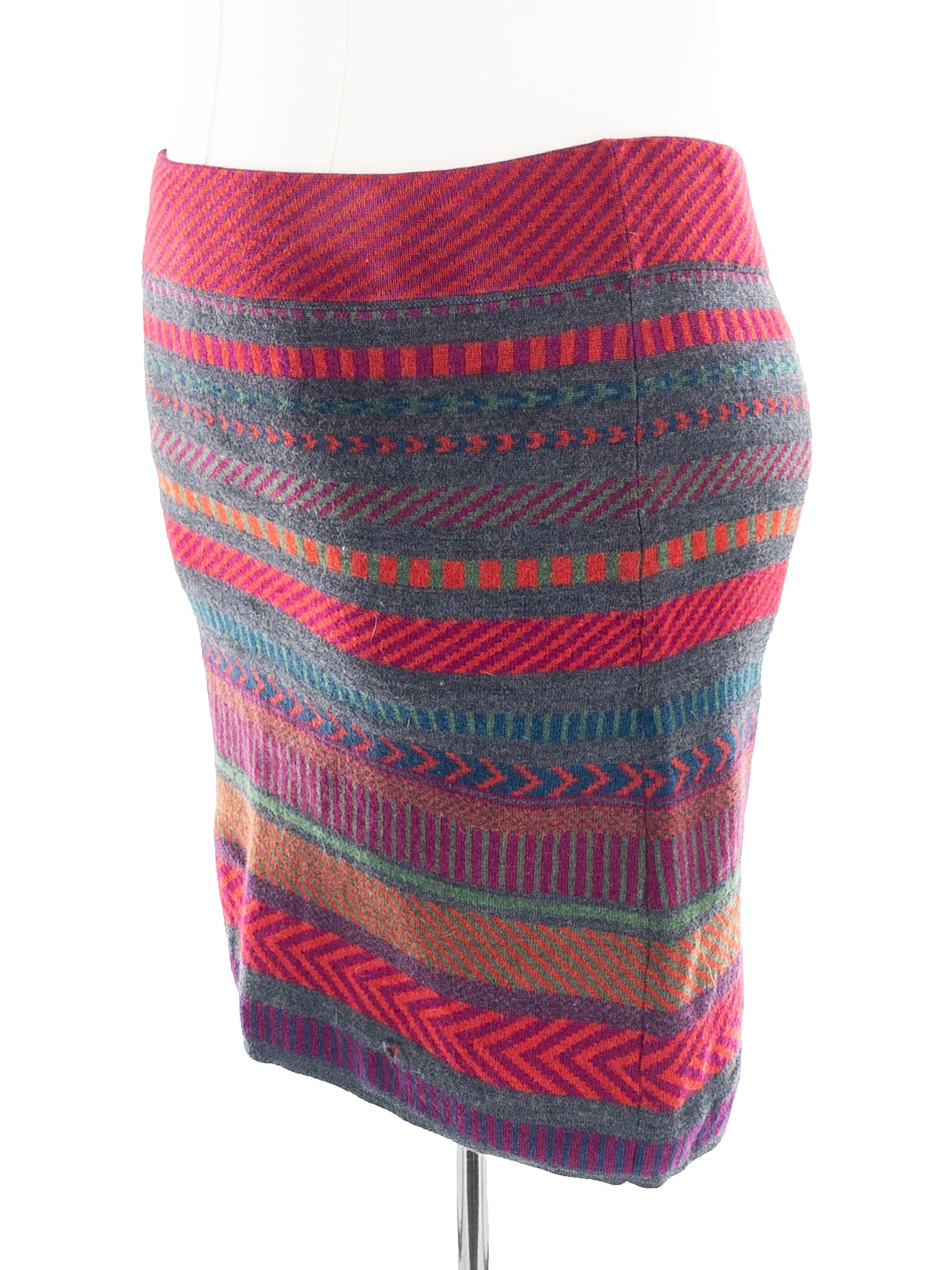 Krimson Klover Fuschia Stripe Wool Stretch Size L Skirt