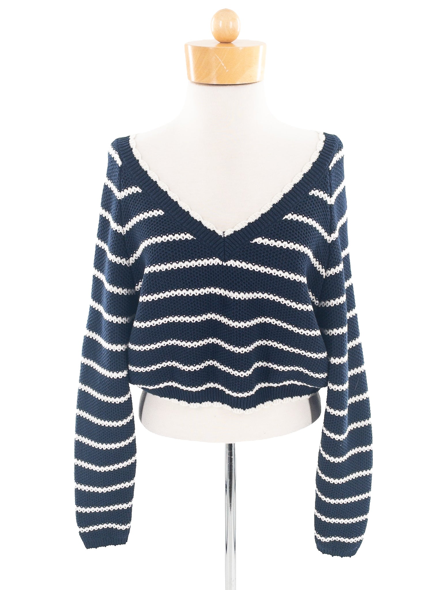 Altered State Navy Cream Stripe Cotton Blend Size S Sweaters