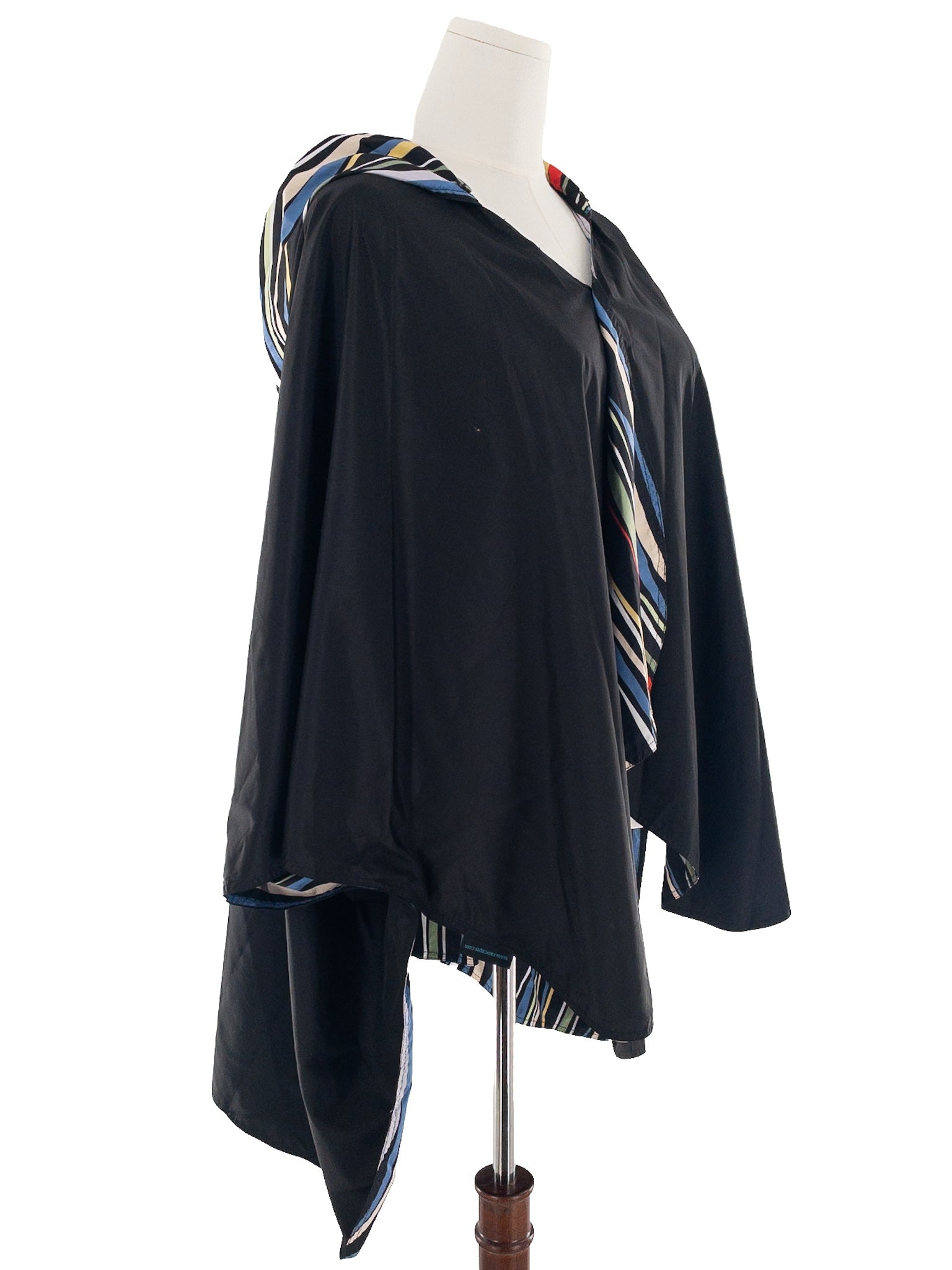 Black Multi Stripe Polyester Size One Size Cape