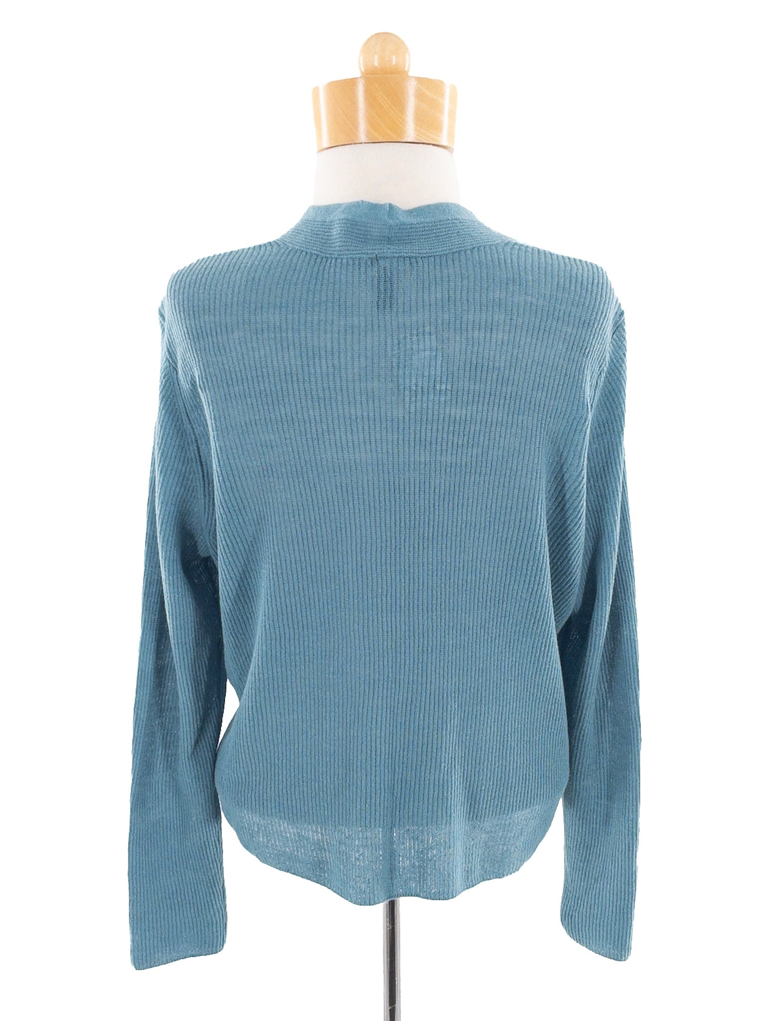 Eileen Fisher Blue Ribbed Linen Blend Size M Cardigan