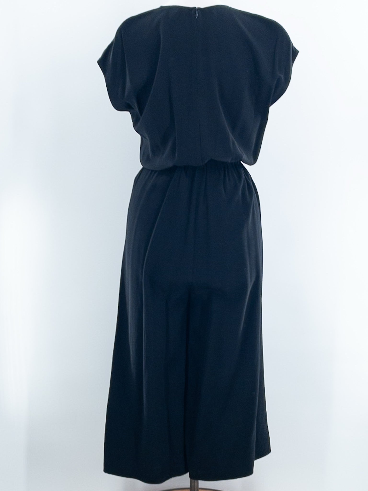 Eileen Fisher Black Drawstring Tencel Wide Crop Size S Jumpsuits