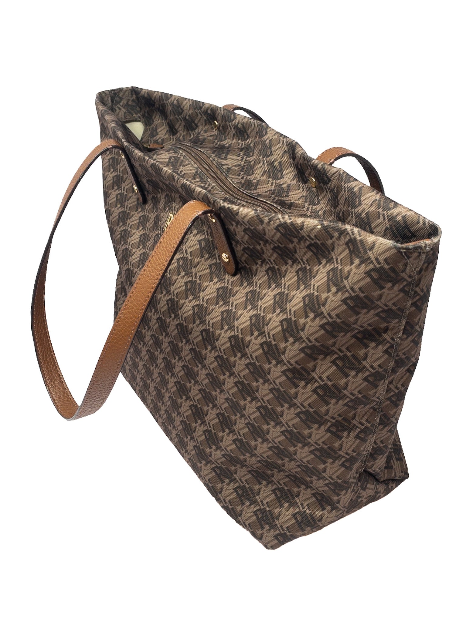 Ralph Lauren Brown Logo Canvas Tote