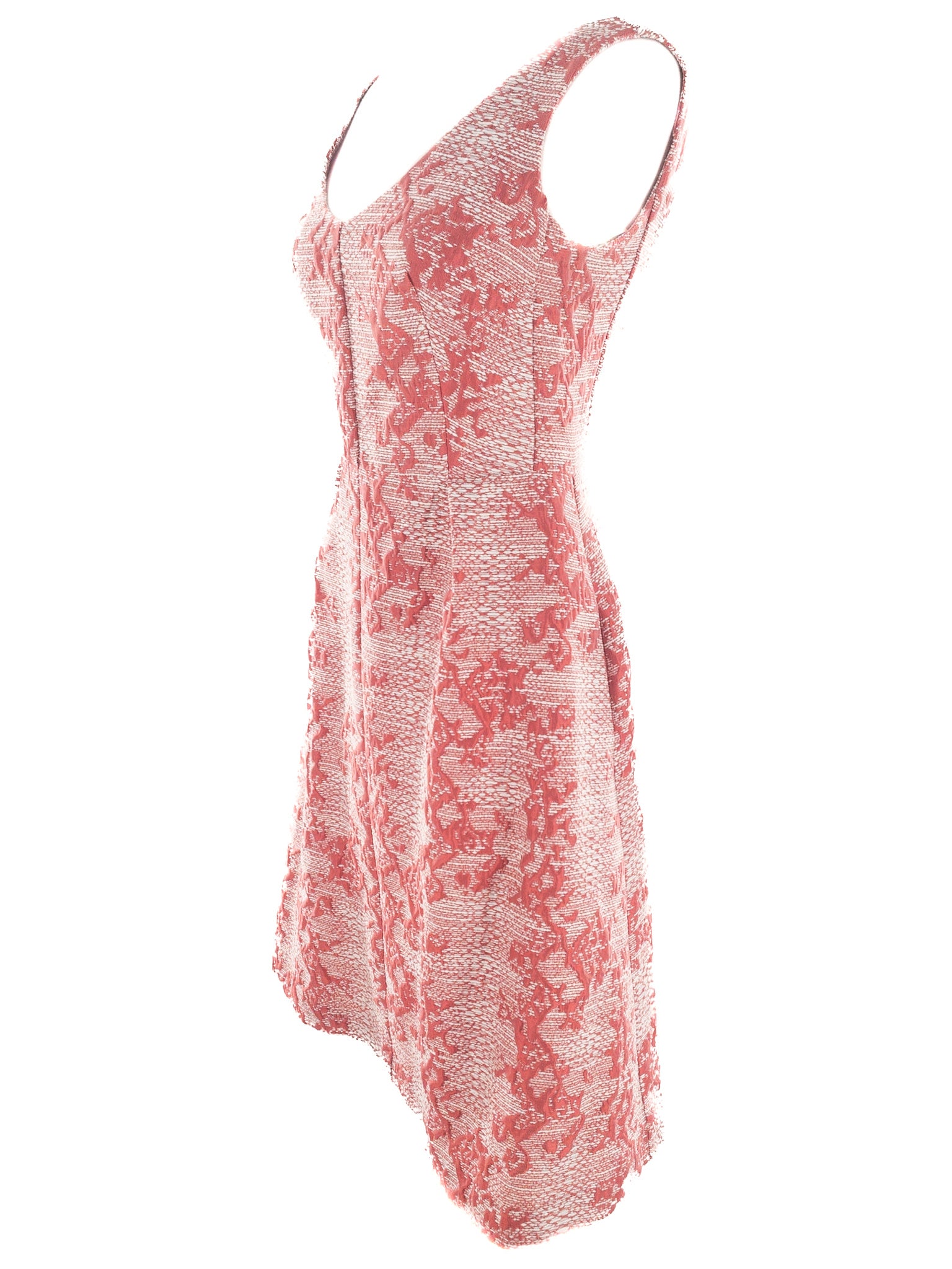 Georgette Coral Cream Texture Polyester Blend Sleeveless Size 8 Dress