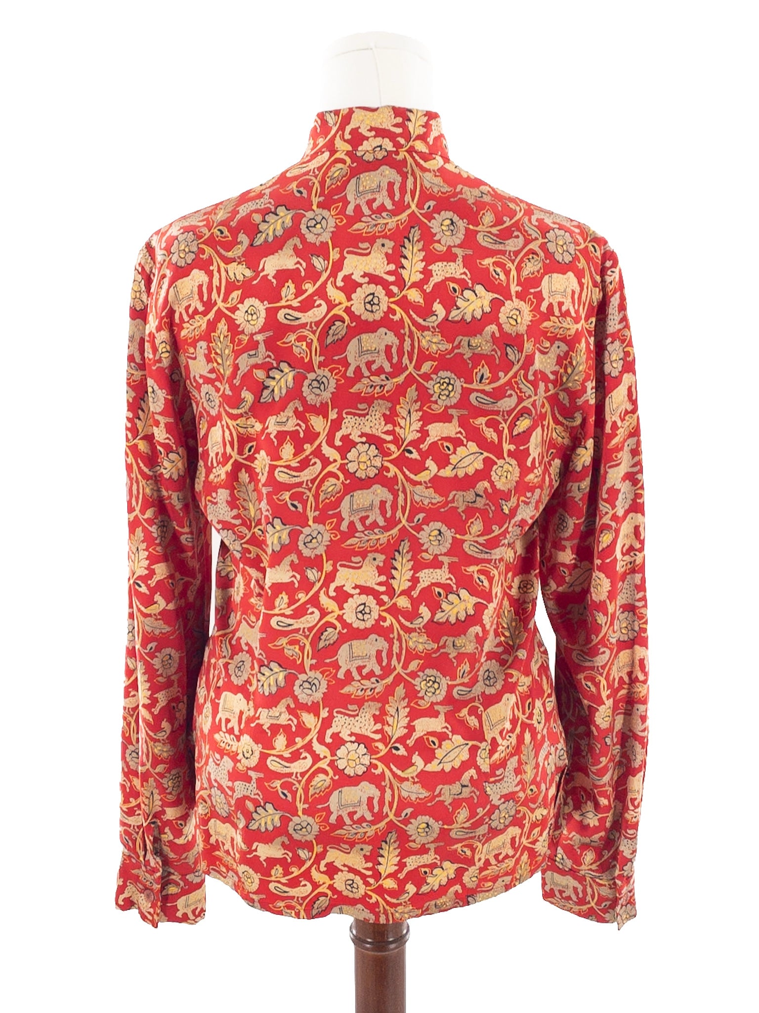Carlisle Red Gold Animal Print Polyester Long Sleeve Size 8 Blouse