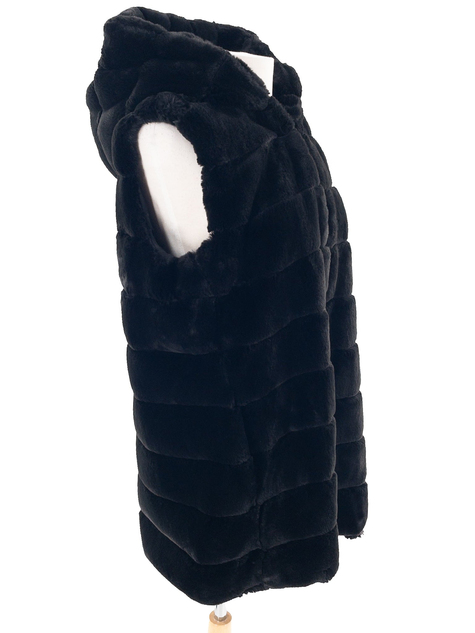 Rachel Zoe Black Ribbed Faux Fur Size M Vest
