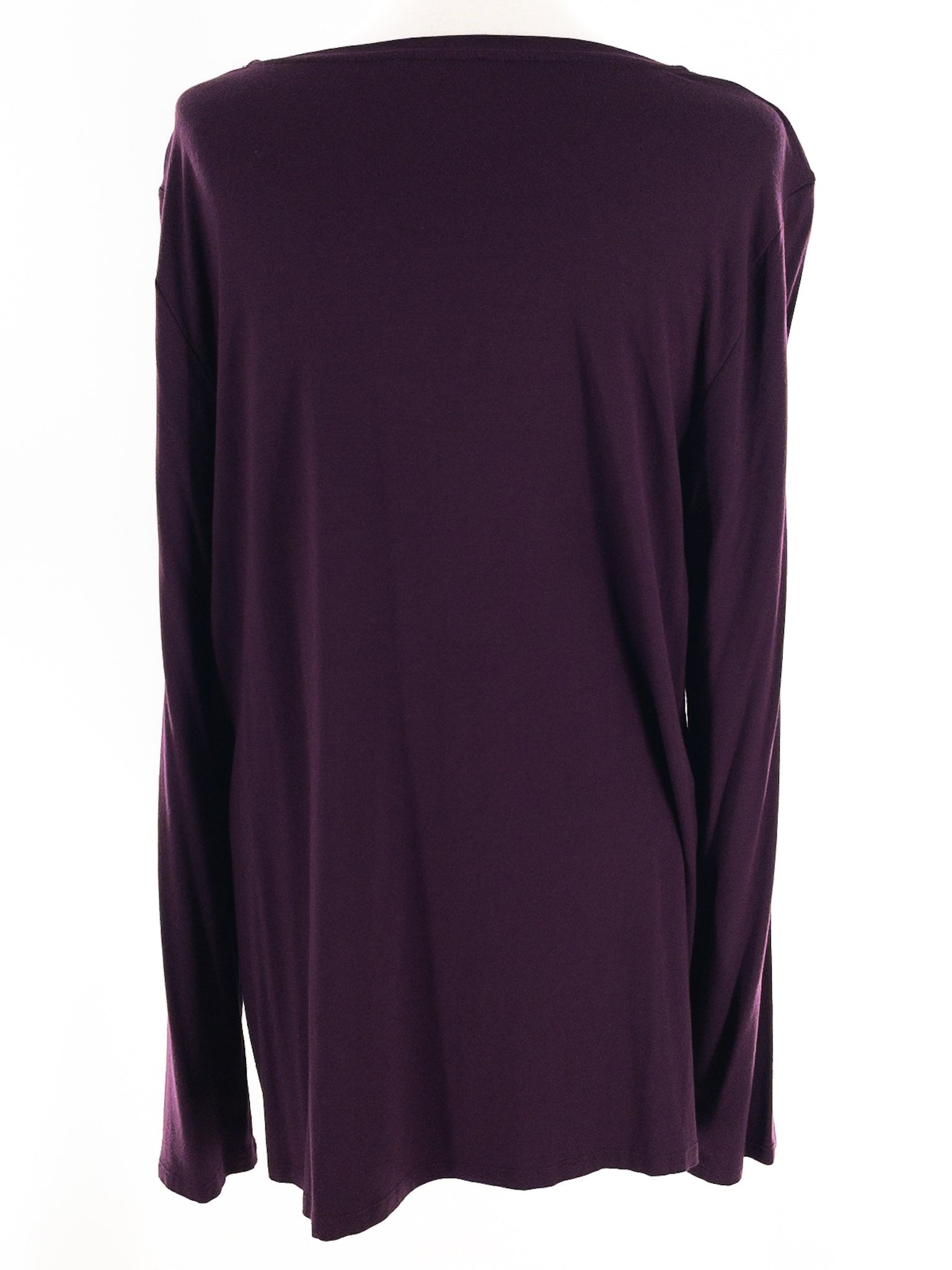 Eileen Fisher Plum Scoop Neck Viscose Blend Long Sleeve Size XL T Shirt