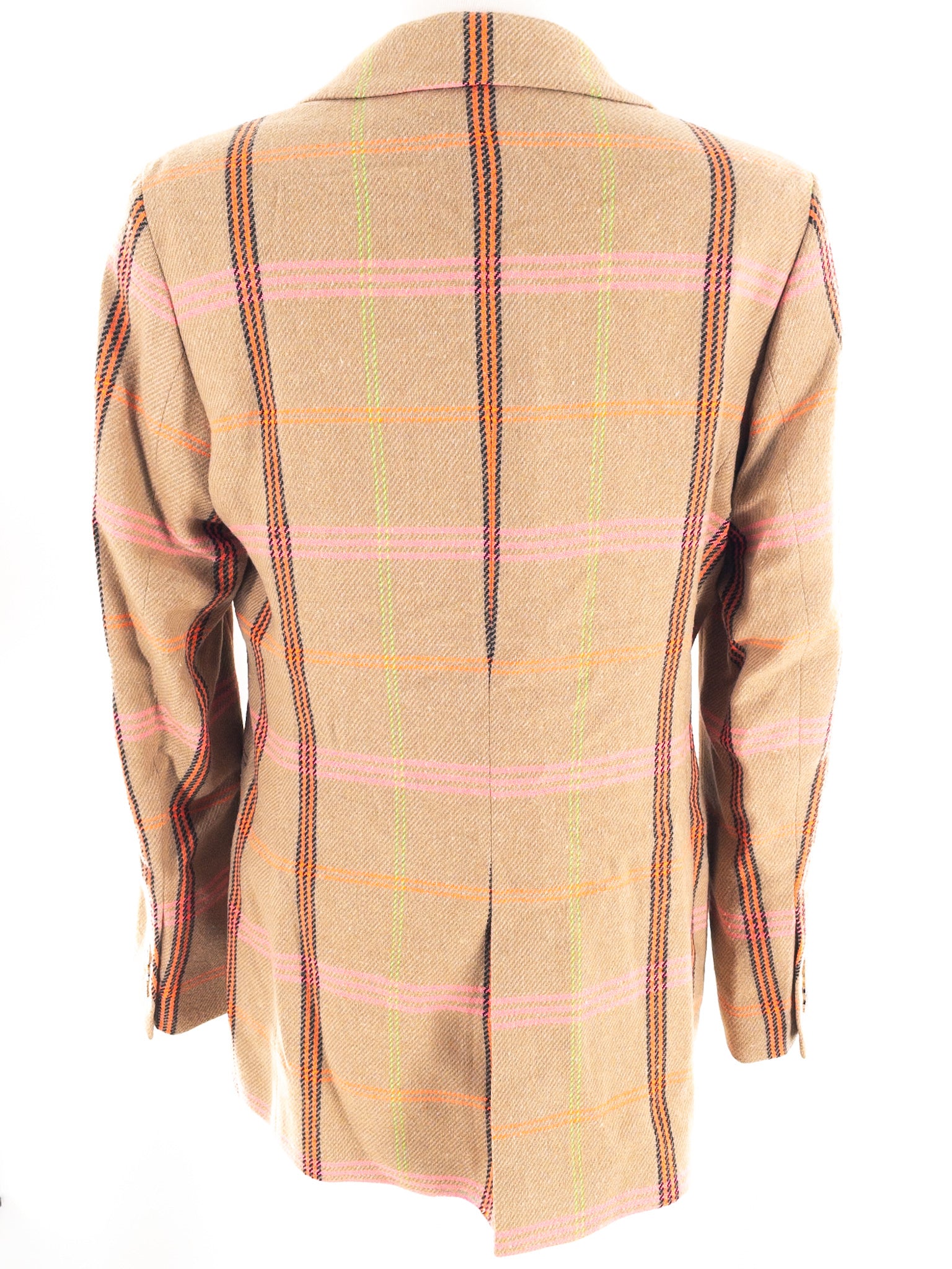 Vilagallo Camel Multi Plaid Wool Blend Size 12 Blazer