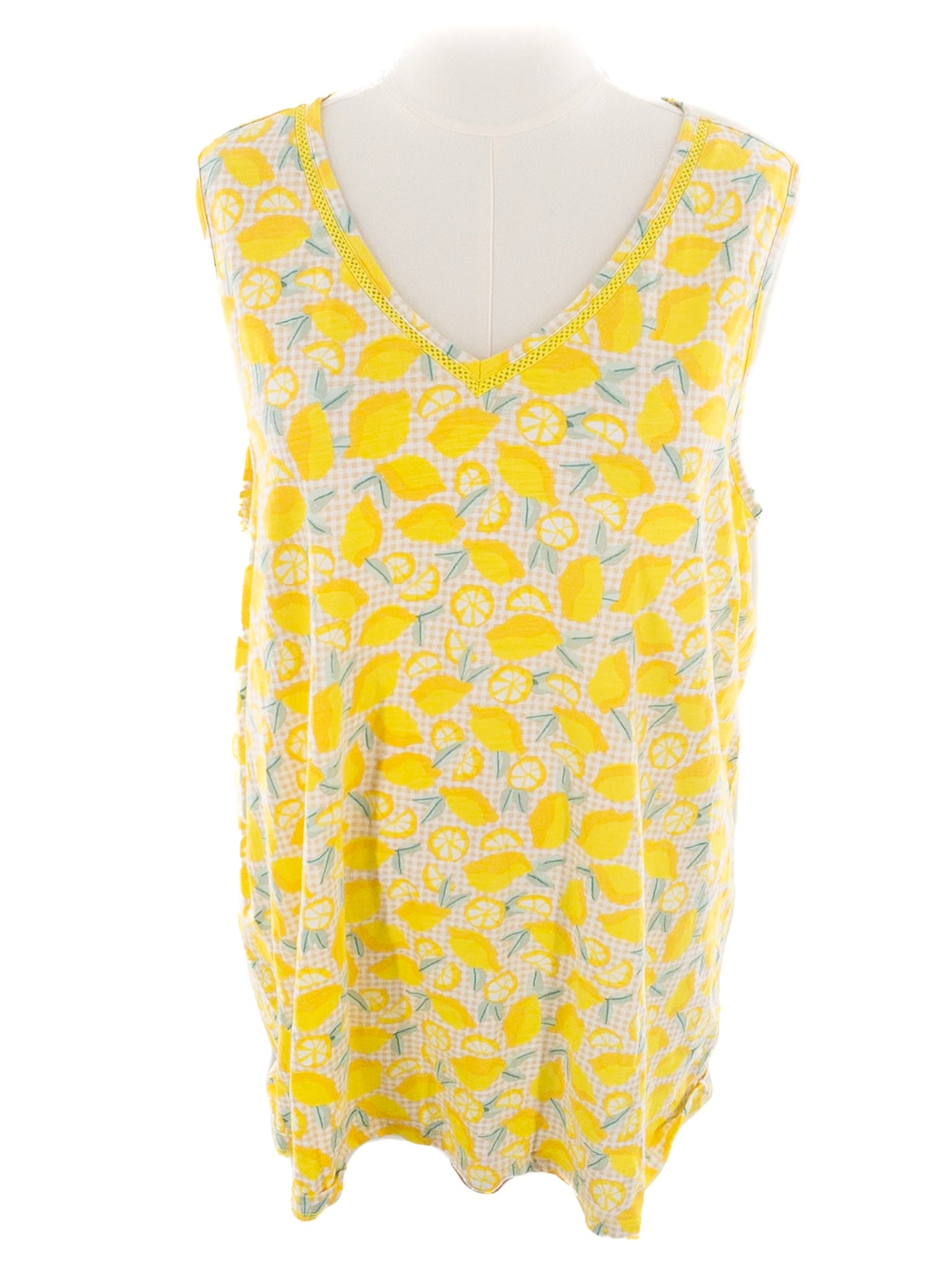 Lands End Yellow Lemons Cotton Blend Tank Size 2XL T Shirt