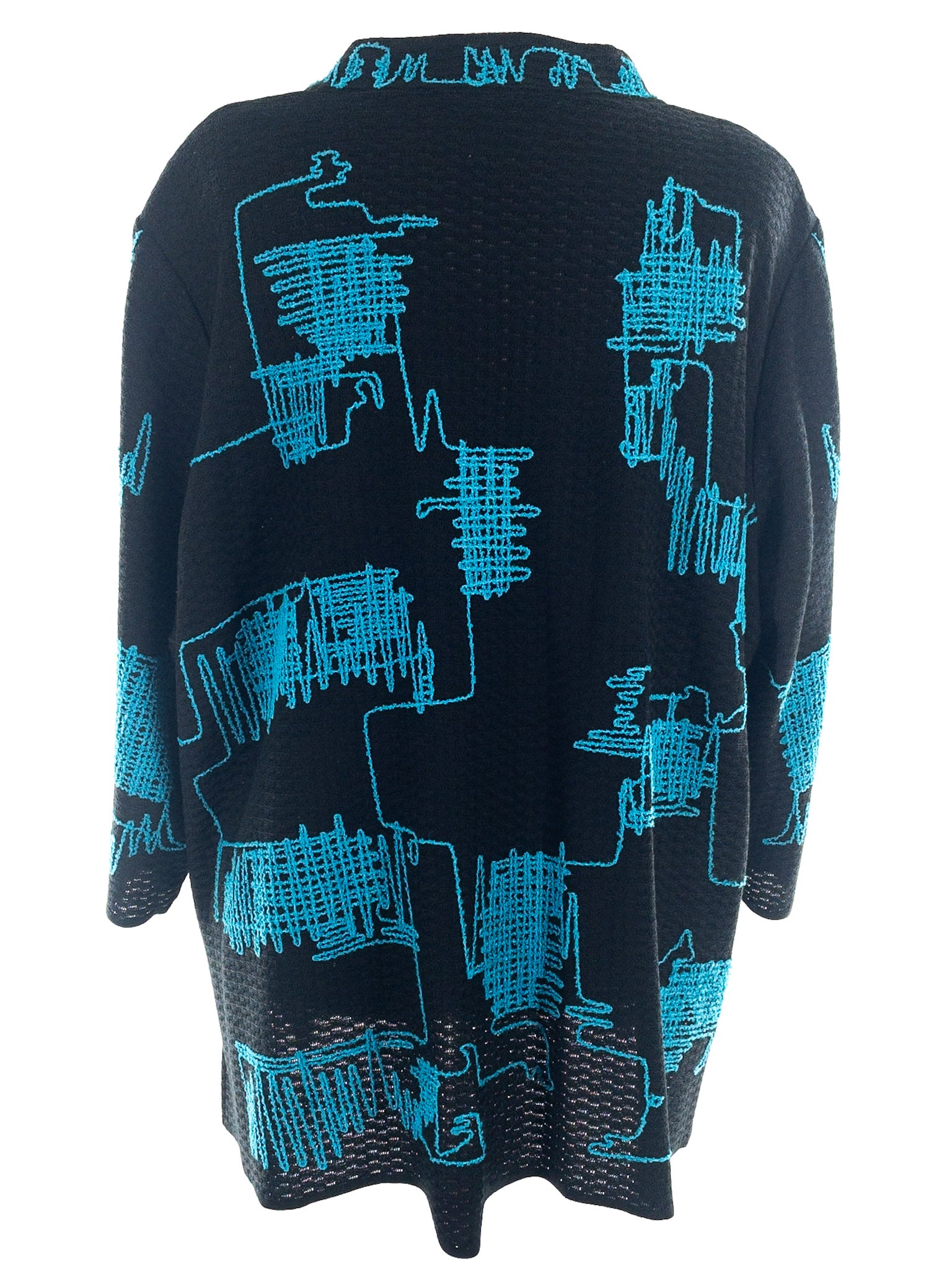 Ming Wang Black Blue Texture Acrylic Size 3X Blazer