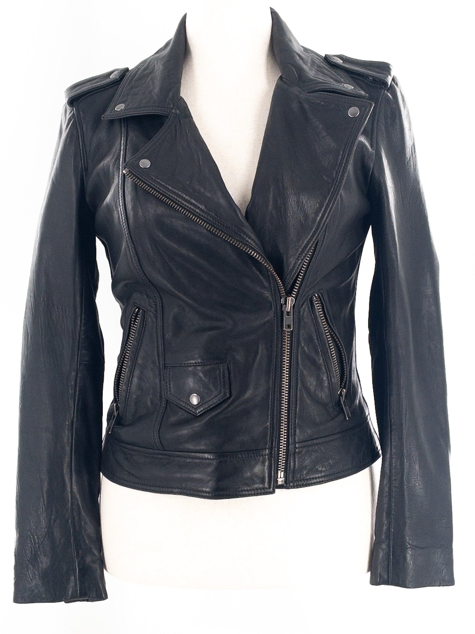 Treasure & Bond Black Moto Leather Size M Jacket