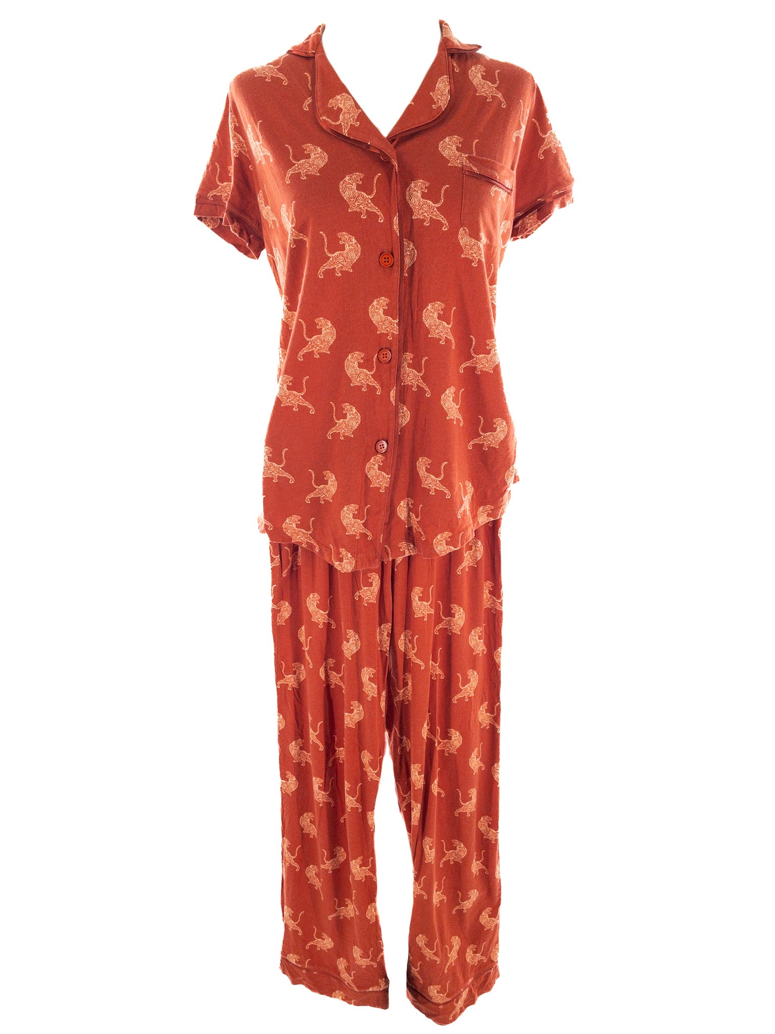 Cosabella Orange Print Cotton Blend Size S Pajamas