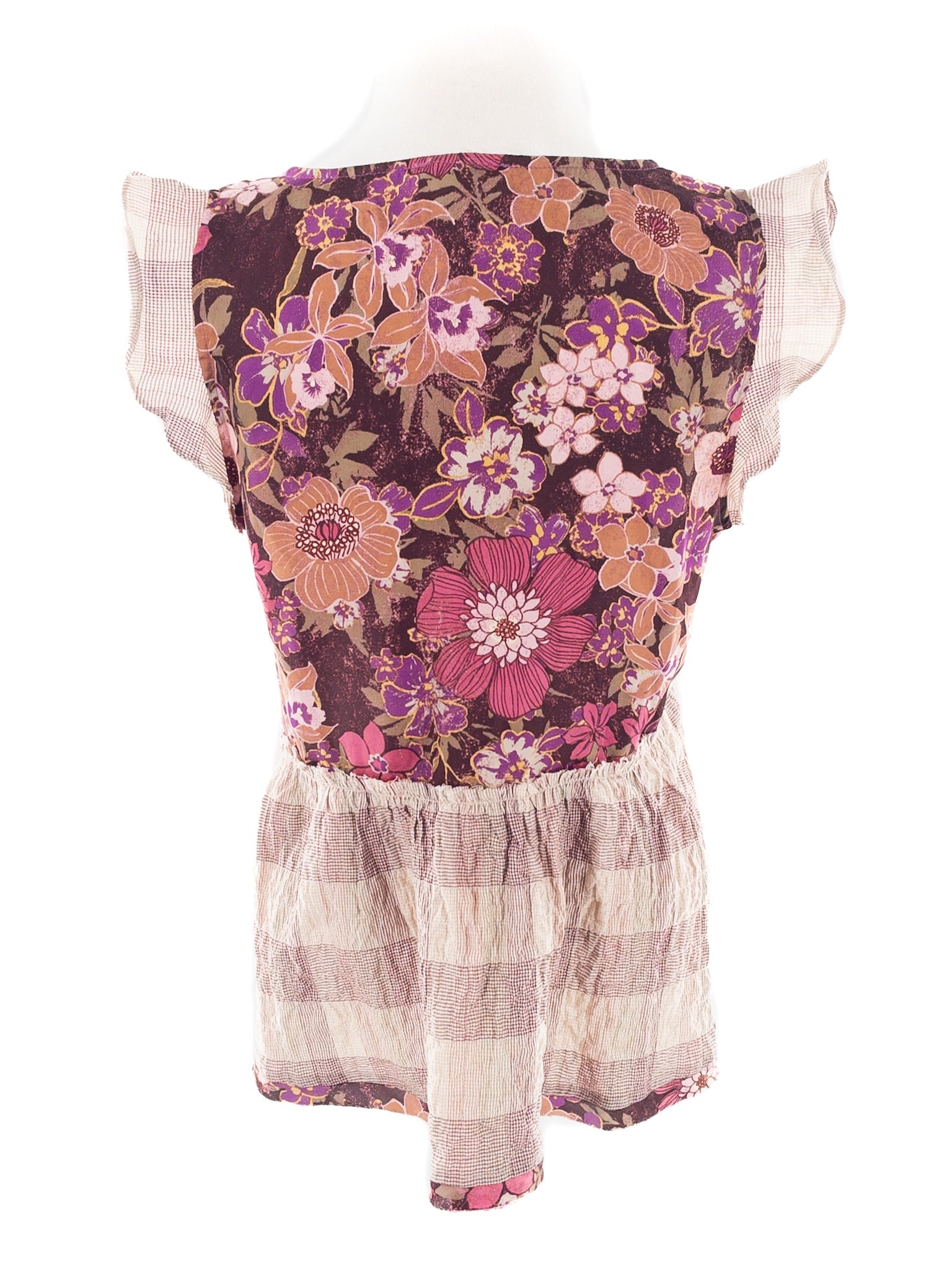 Mystree Purple Multi Floral Cotton Blend Tank Size M Blouse