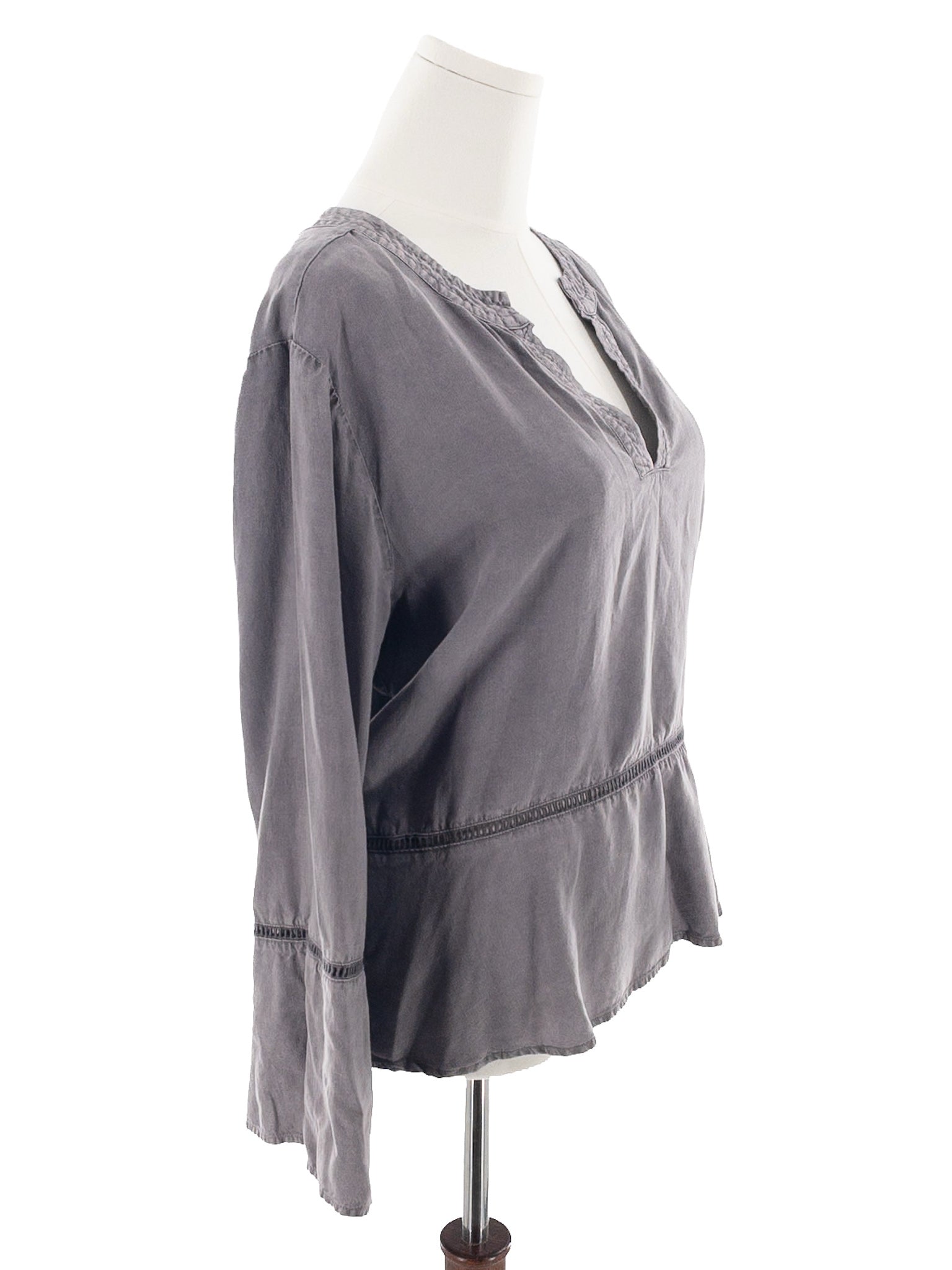 Cloth & Stone Taupe V Neck Cotton Blend Long Sleeve Size XL Blouse