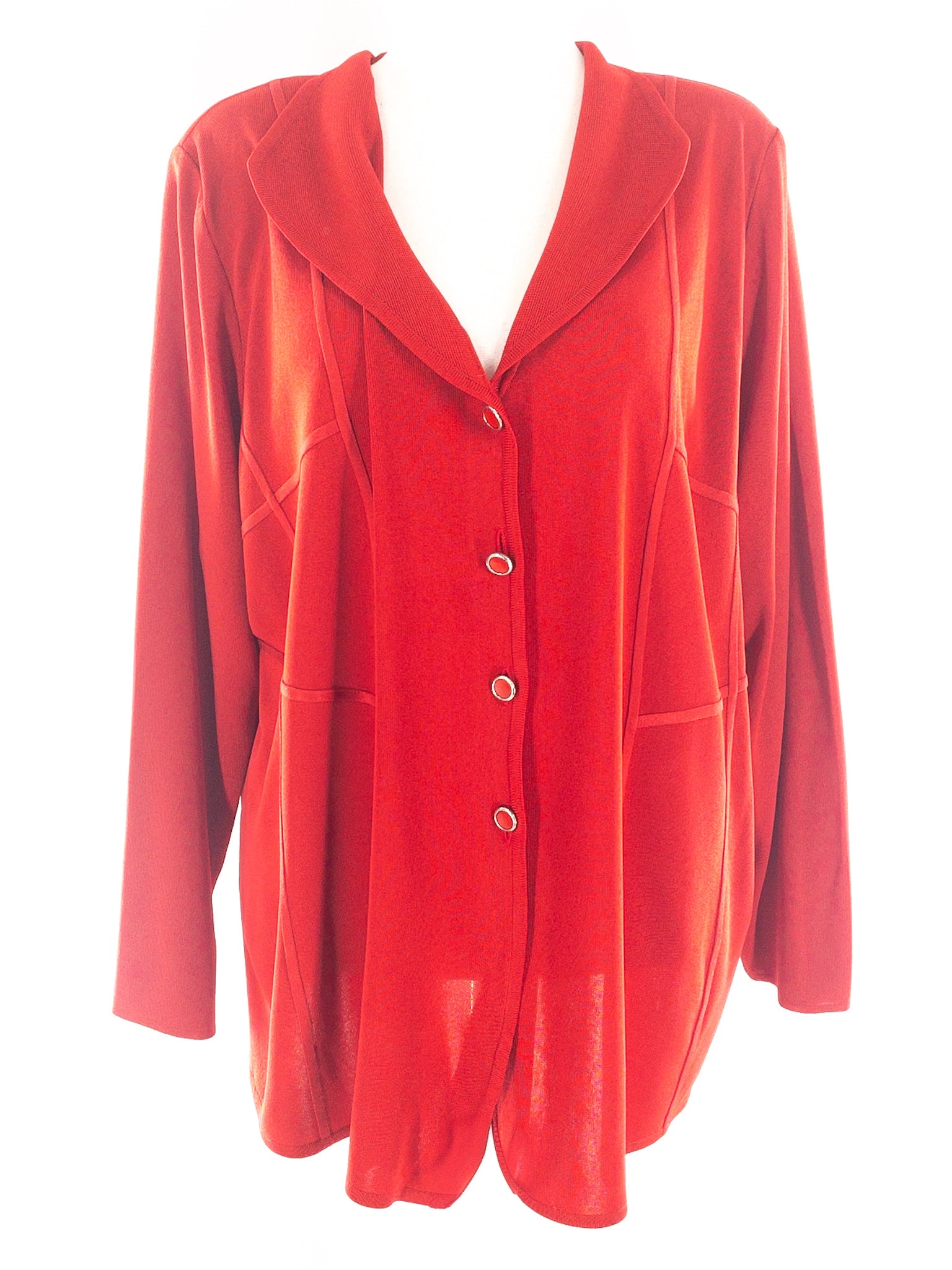 Misook Red Button Acrylic Size 2X Cardigan