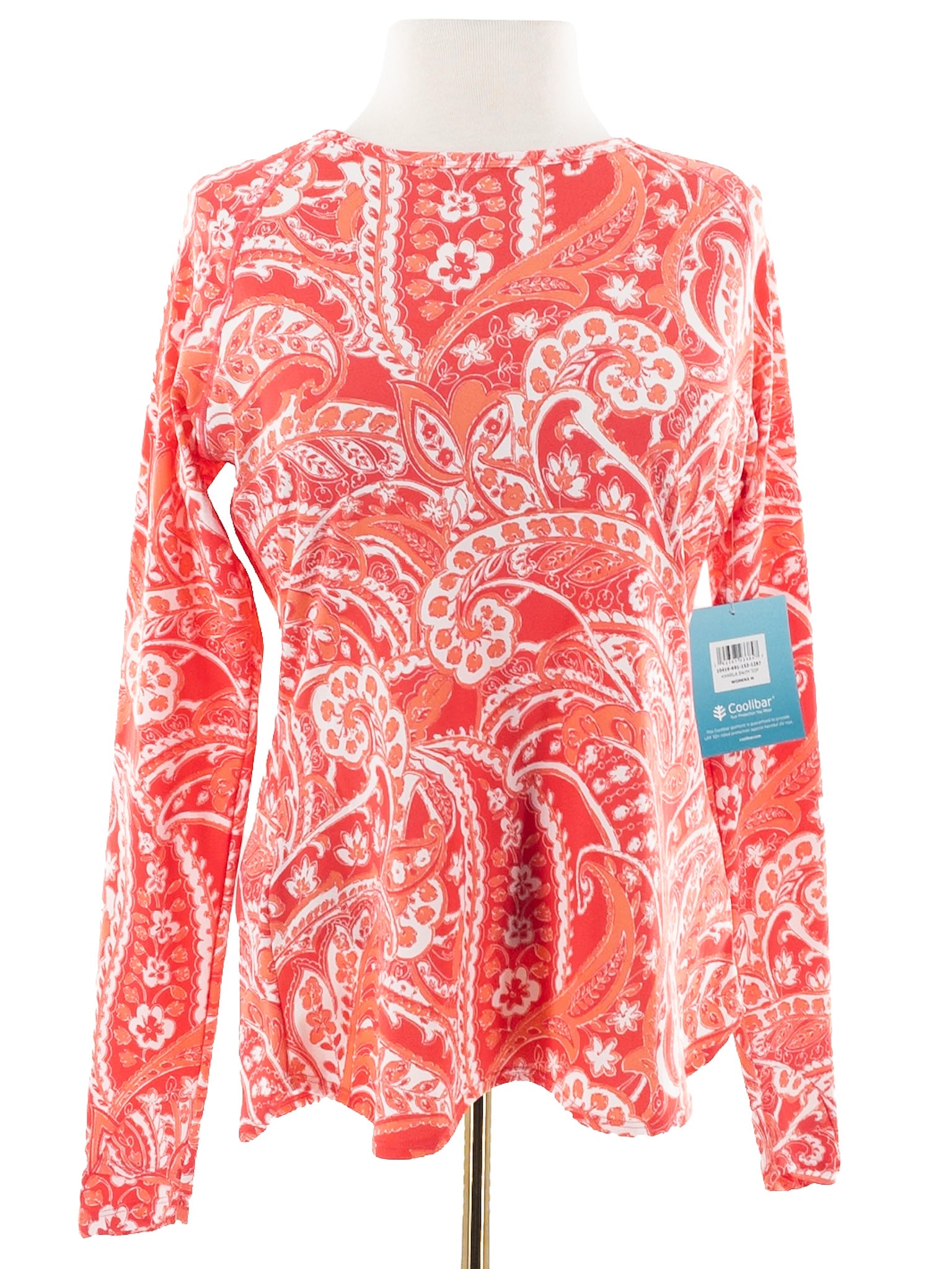 Coolibar Peach White Floral Size M T Shirts/Active