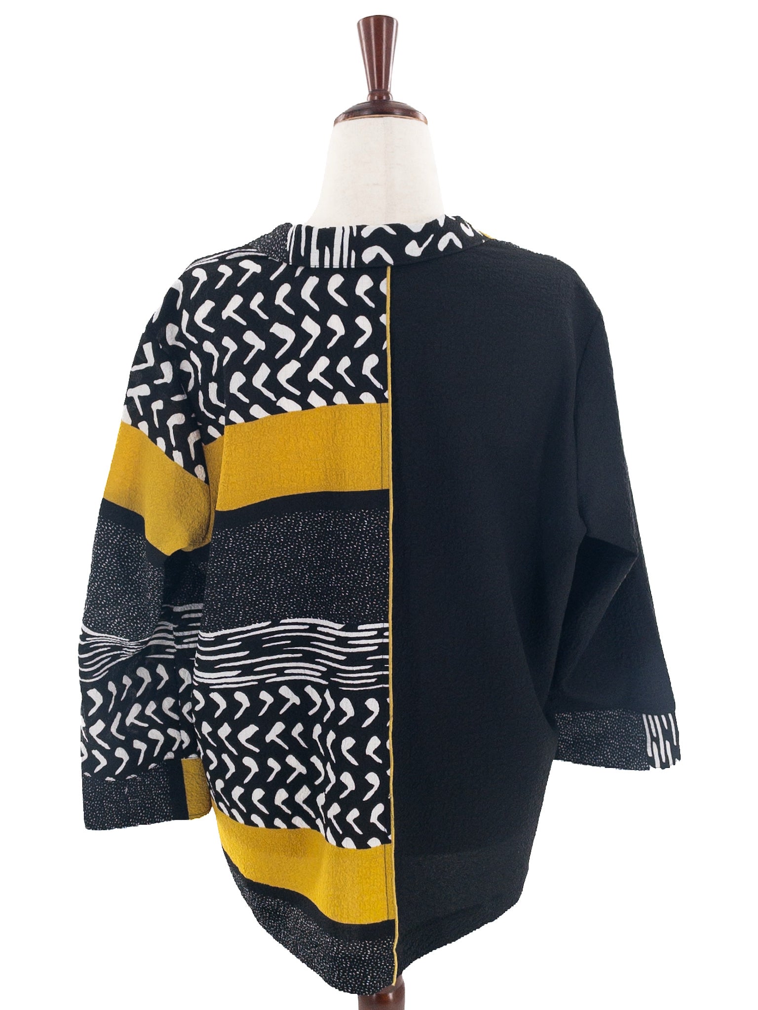 Ali Miles Black White Print Crepe Button Down Size 1X Blouse