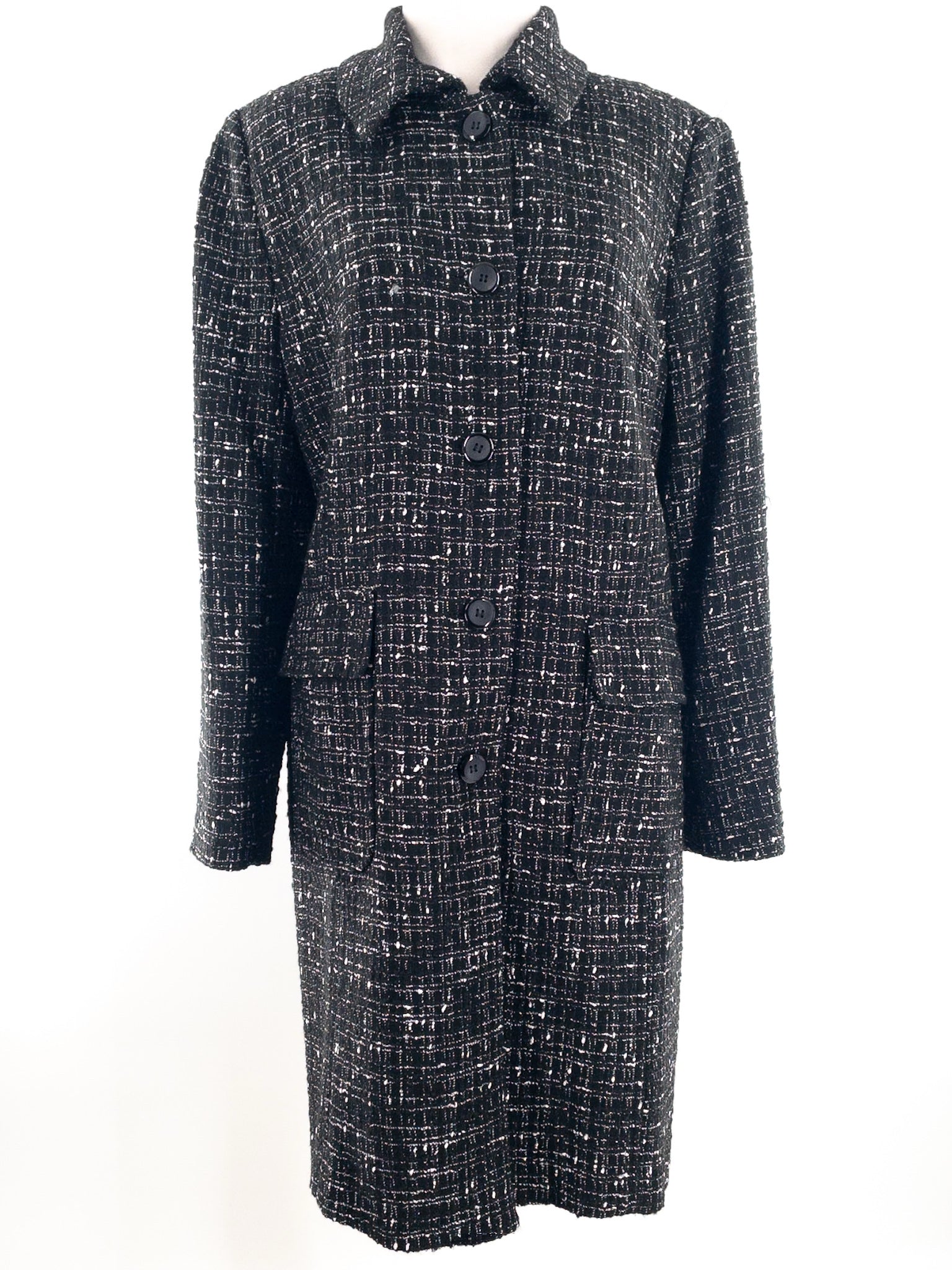 Tribal Black Tweed Wool Blend Size 12 Coat