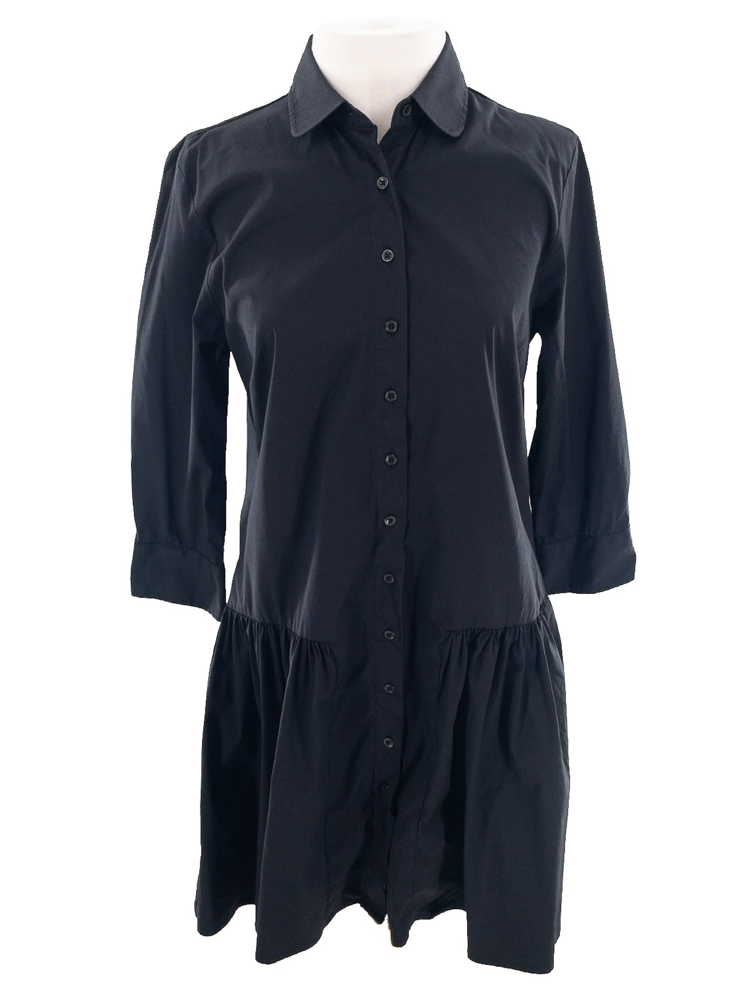 Rochelle Behrens Black Cotton Blend 3/4 Sleeve Size M Dress