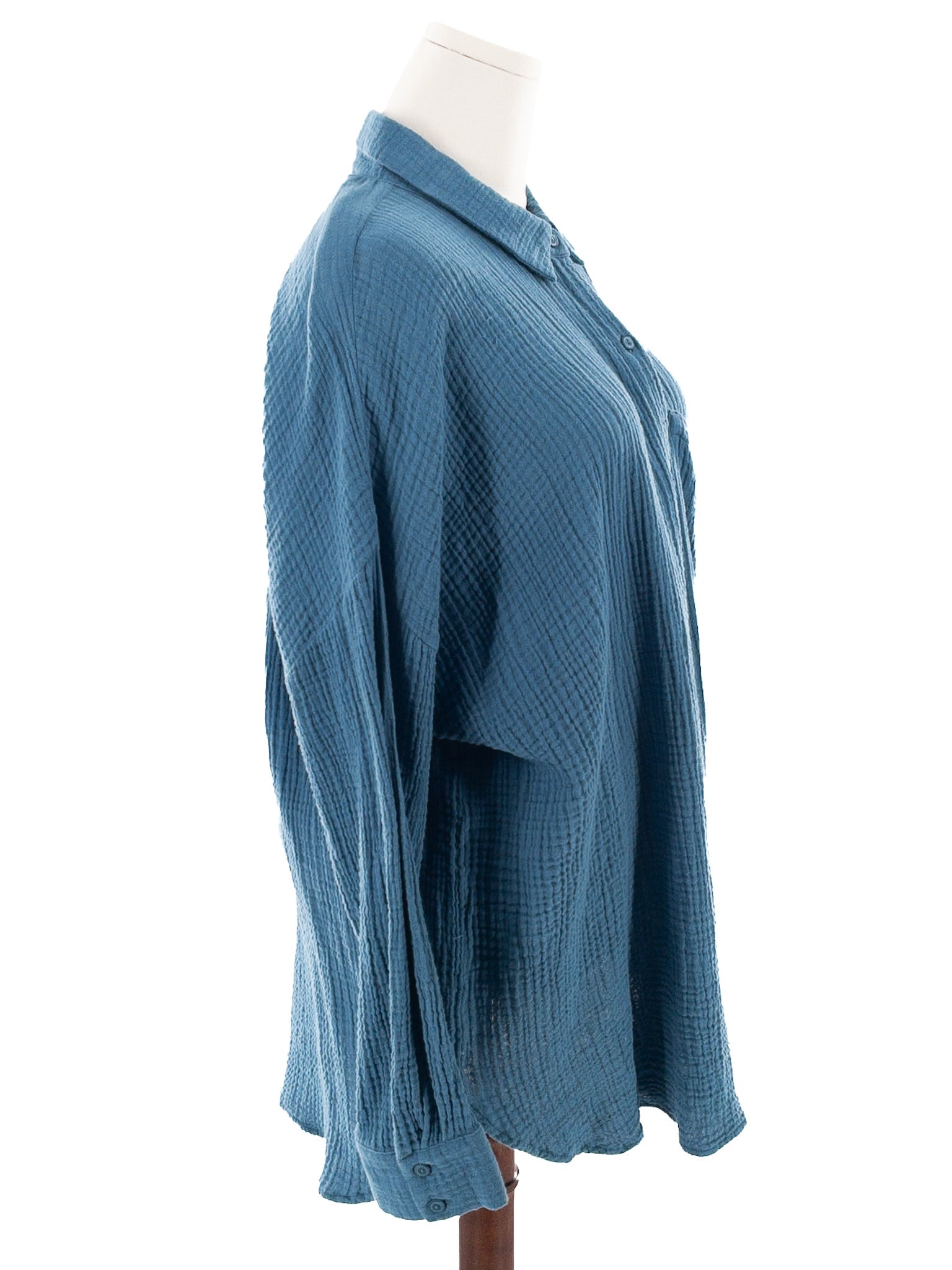 Eileen Fisher smoke blue Organic Cotton Long Sleeve Size XXL Blouse
