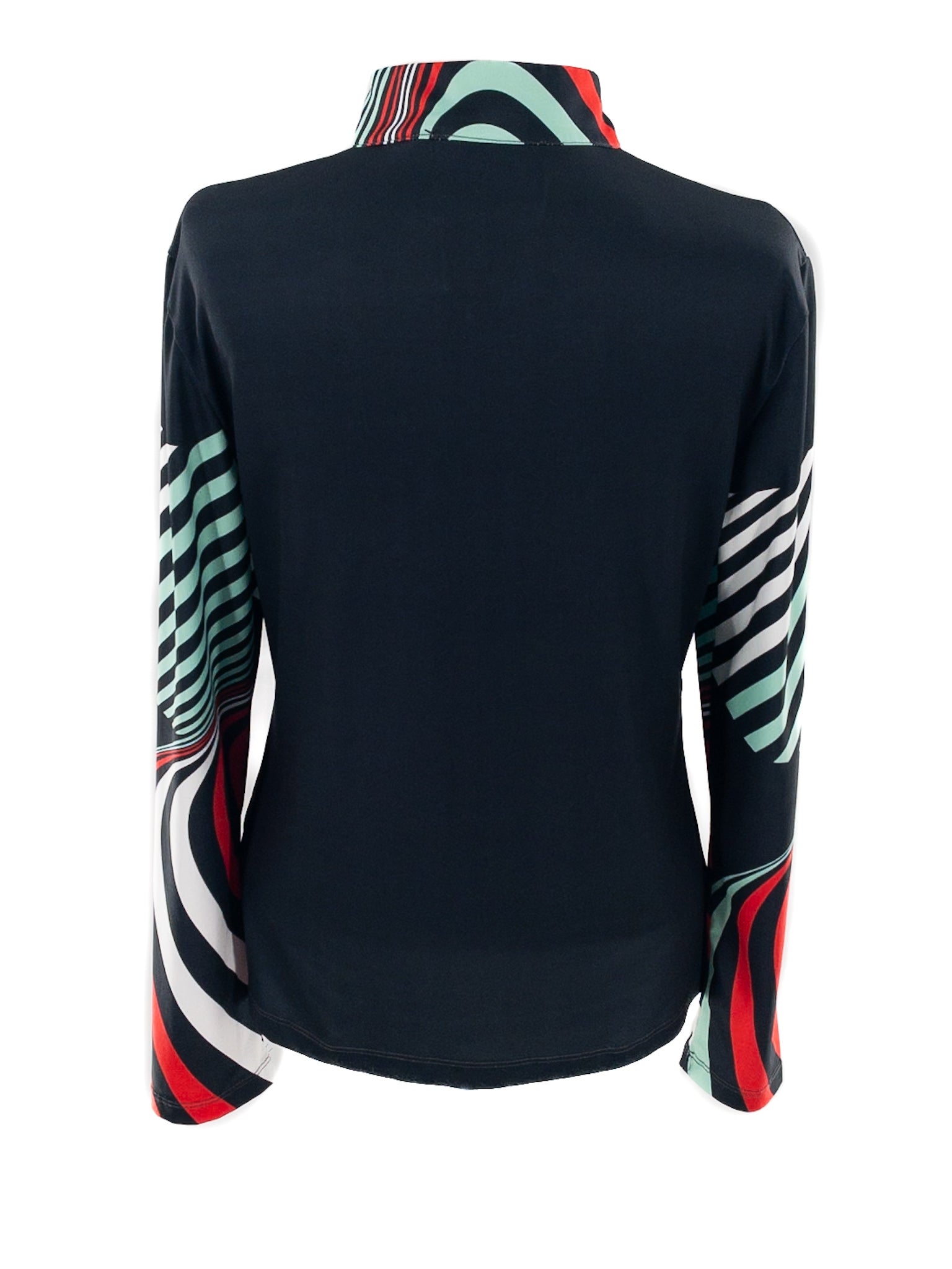 Acegolfs Black Multi Stripe Polyester Blend Long Sleeve Size M T Shirt