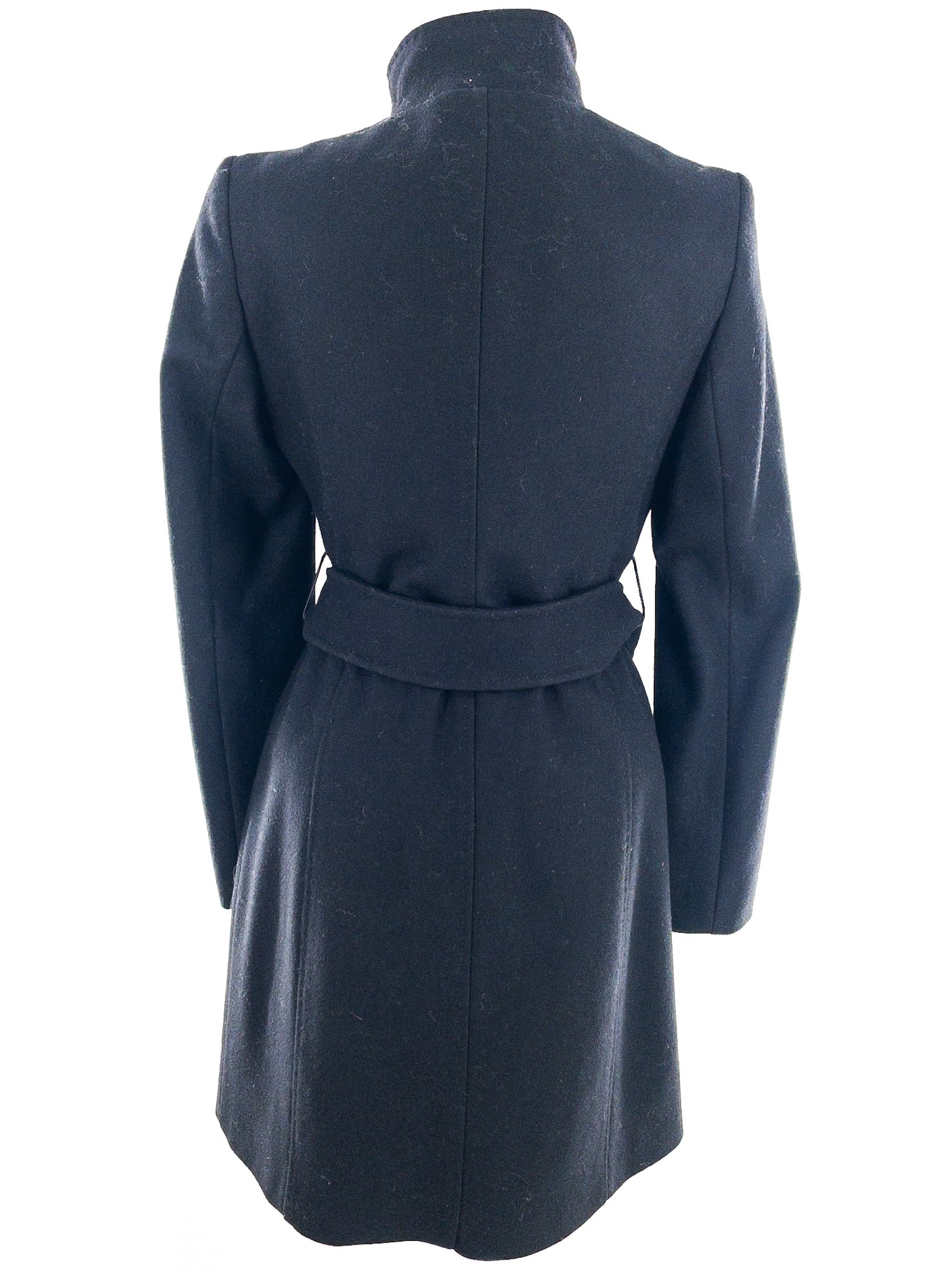 Via Spiga Black Belted Wool Blend Size 2 Coat