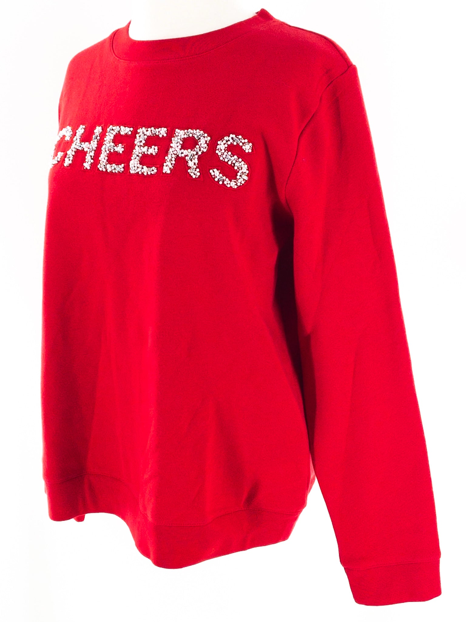 Talbots Red Embellished Polyester Blend Size L Sweatshirt