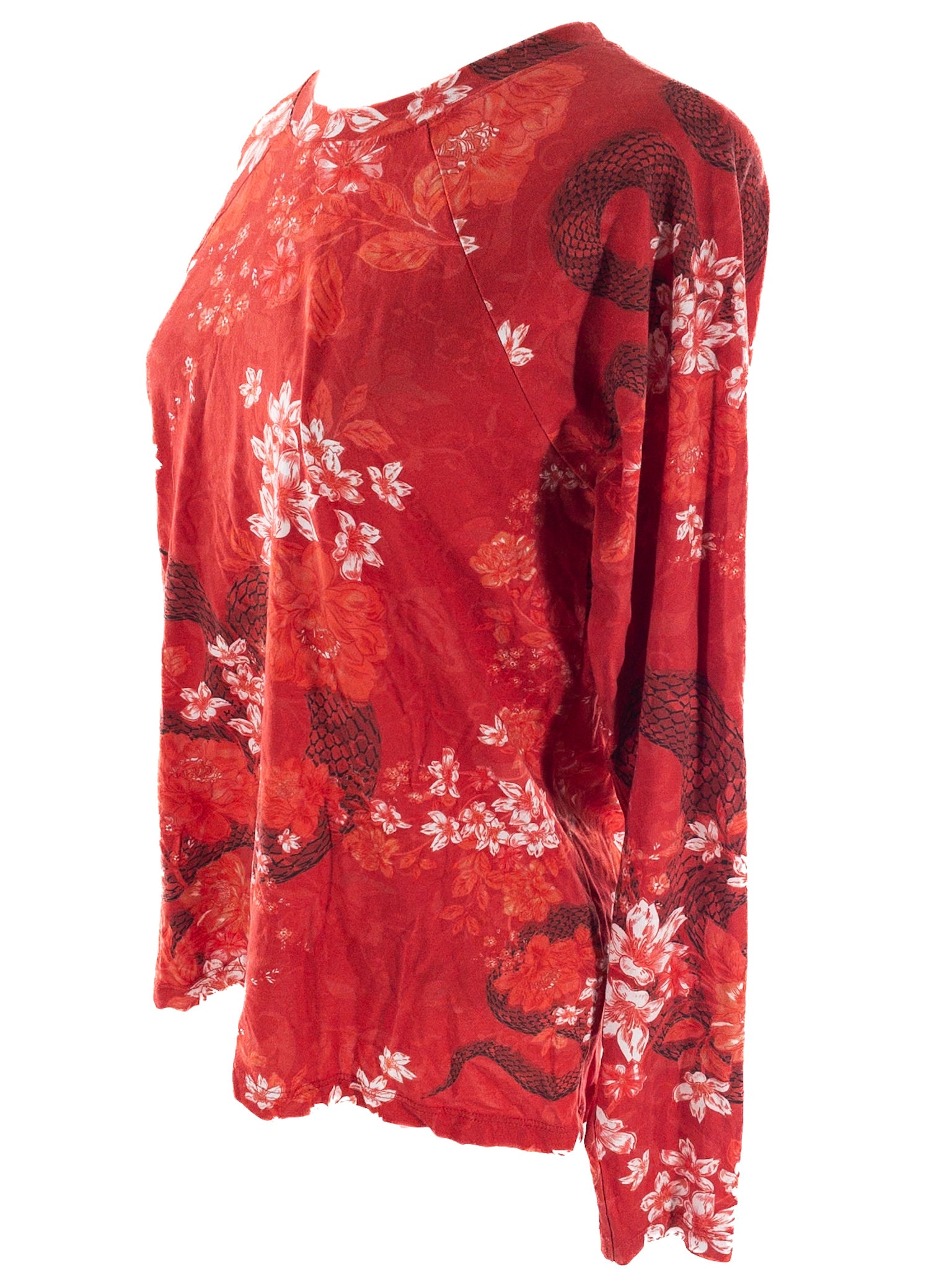 Johnny Was Red Multi Floral Cotton Blend Size S Pajamas