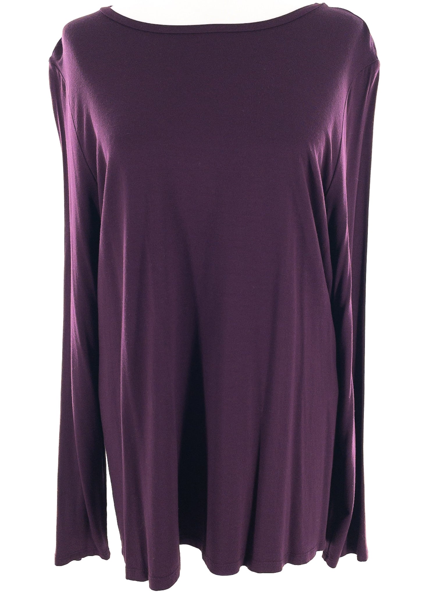Eileen Fisher Plum Scoop Neck Viscose Blend Long Sleeve Size XL T Shirt