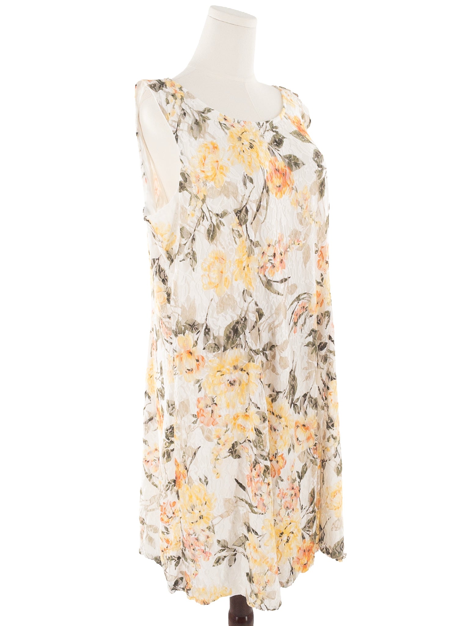 Perceptions Yellow Multi Floral Polyester Blend Sleeveless Size XXL Dress