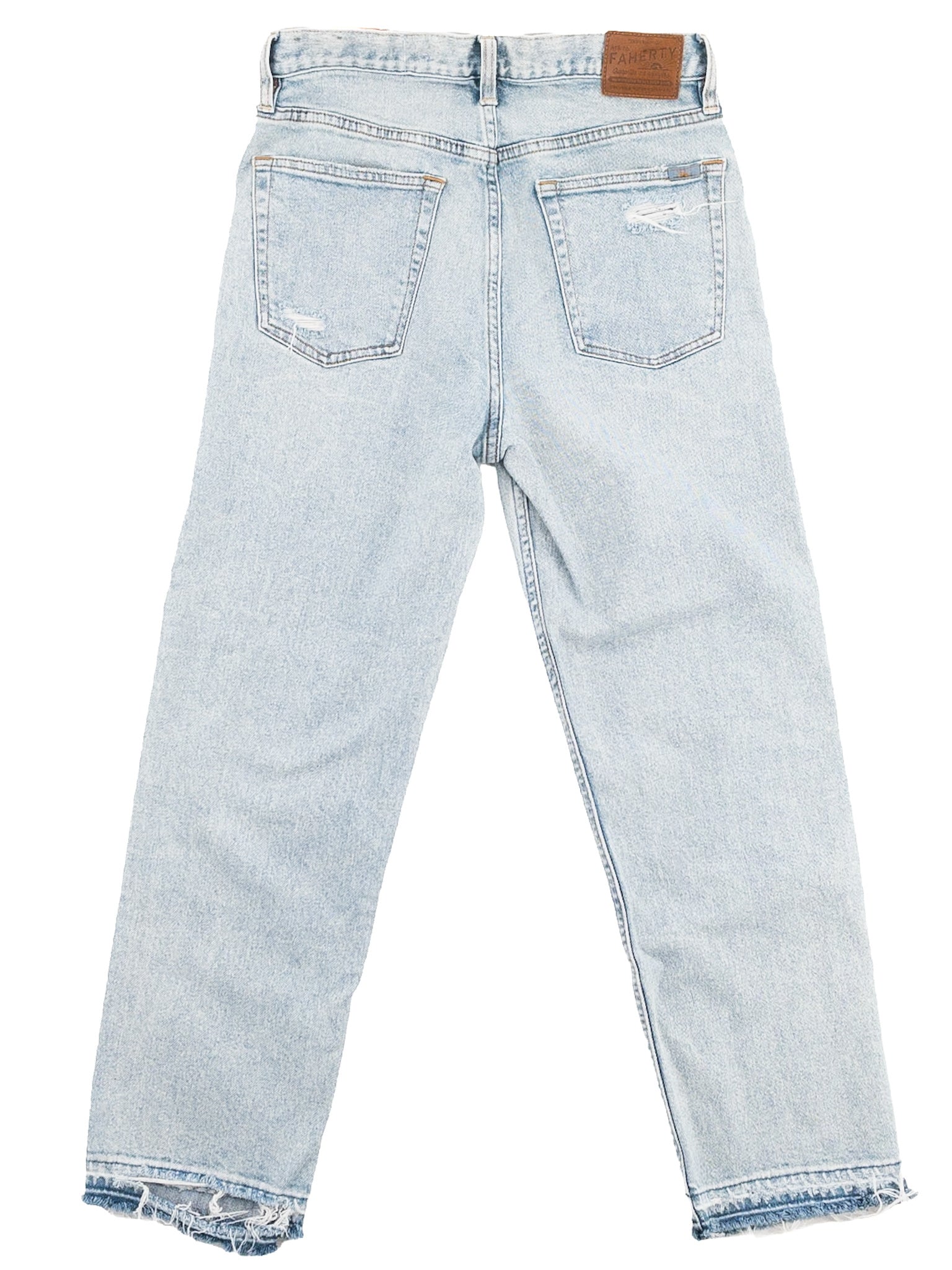 Faherty Blue Distressed Cotton Blend Straight Size 2 Jeans