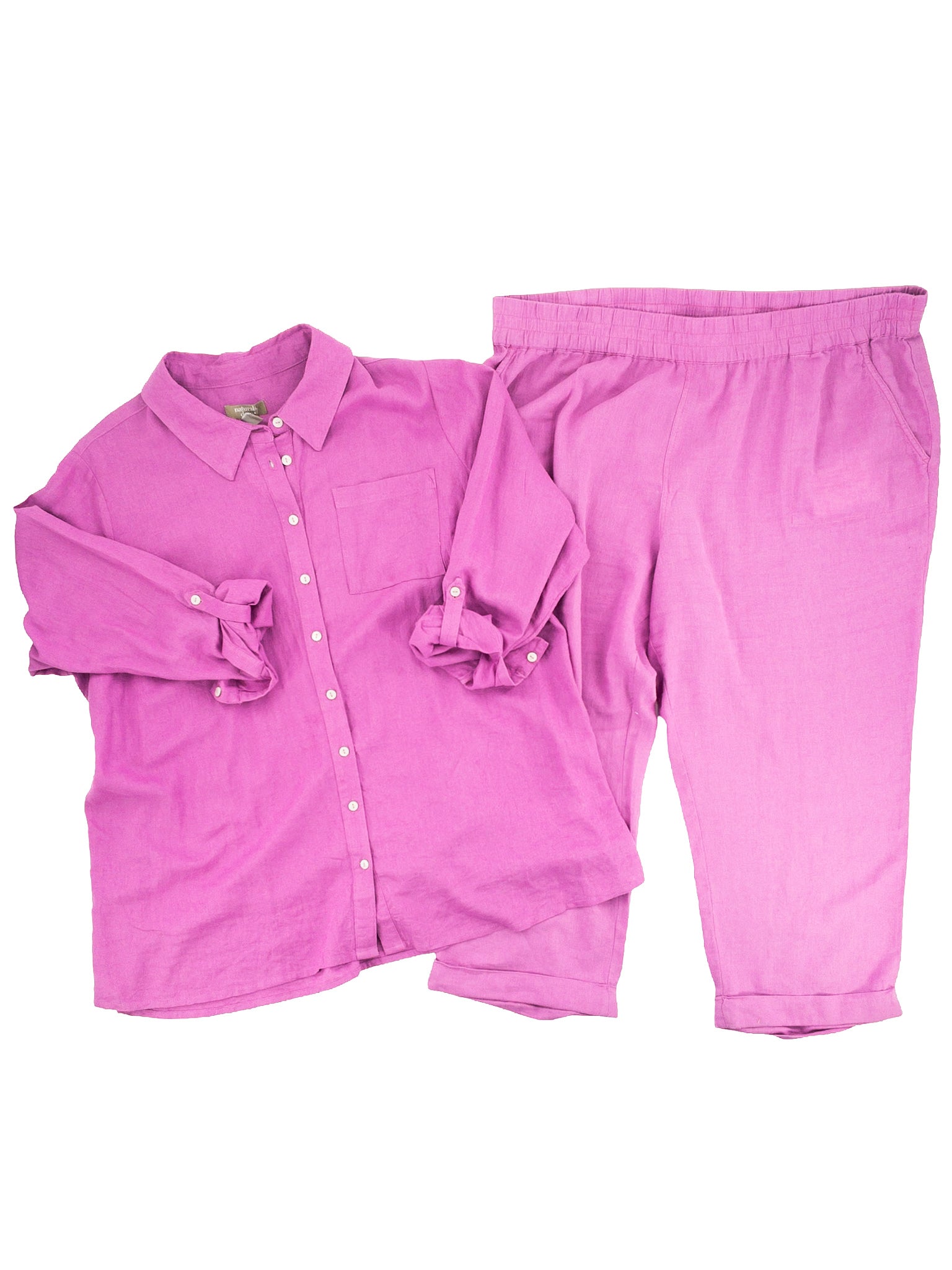 Naturals  D & Co Orchid Linen Blend Cuffed Size 1XP Pants Set