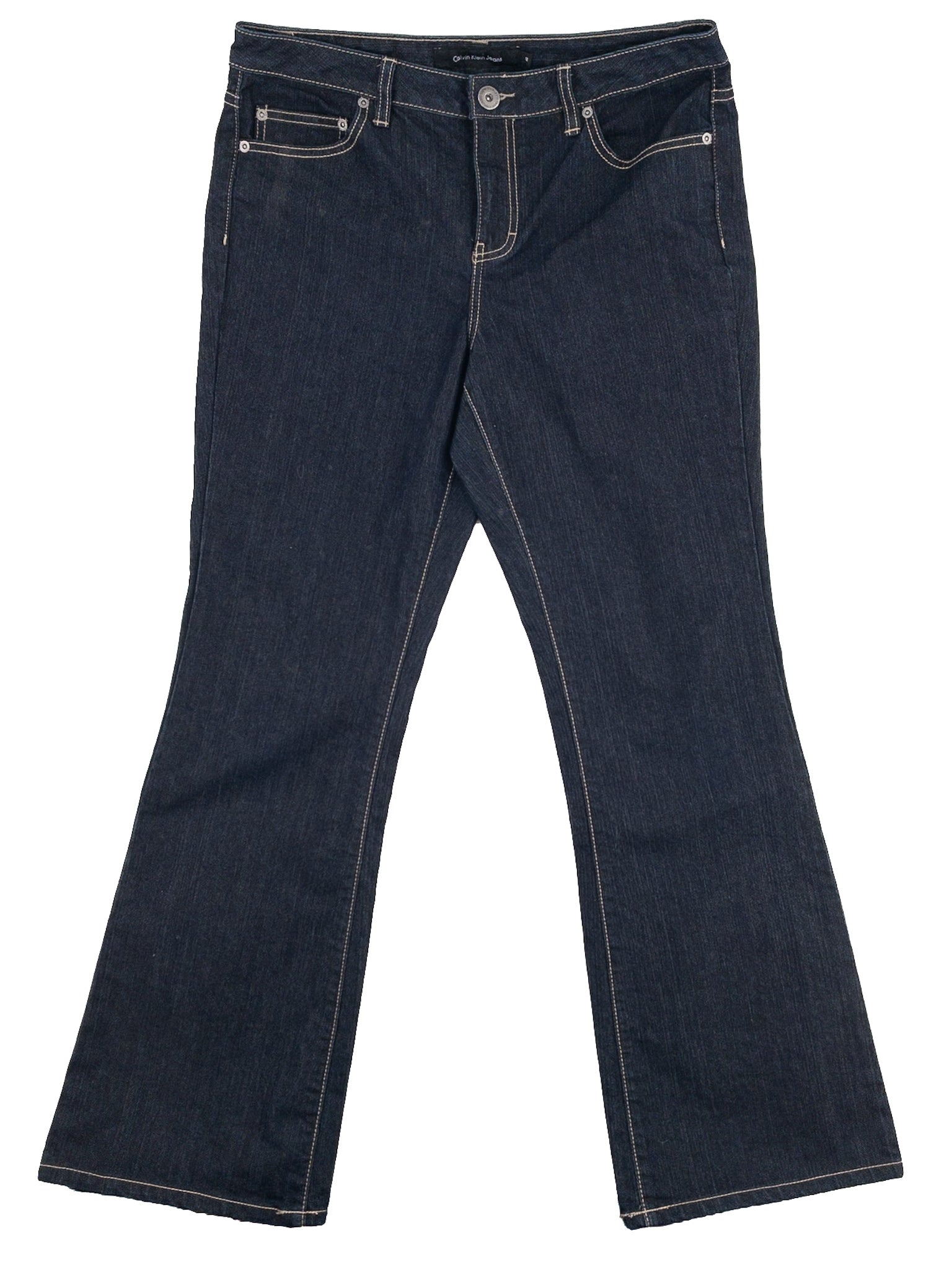 Calvin Klein Indigo Stitch Cotton Blend Boot Cut Size 12 Jeans