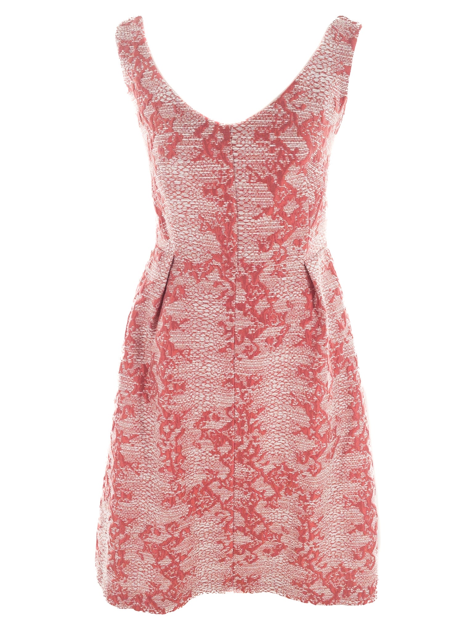 Georgette Coral Cream Texture Polyester Blend Sleeveless Size 8 Dress