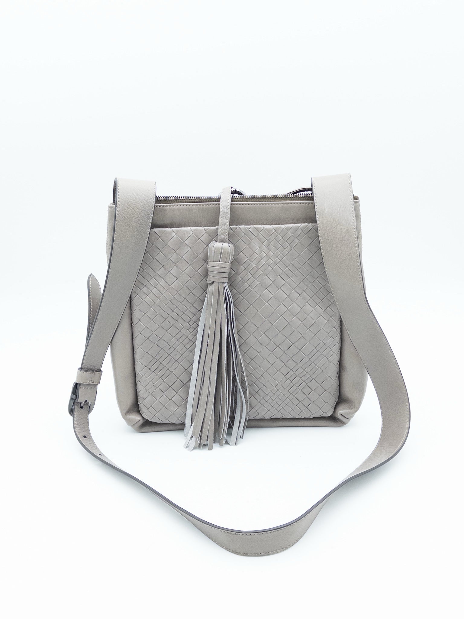 Jennifer Tattanelli Taupe Woven Leather Cross Body