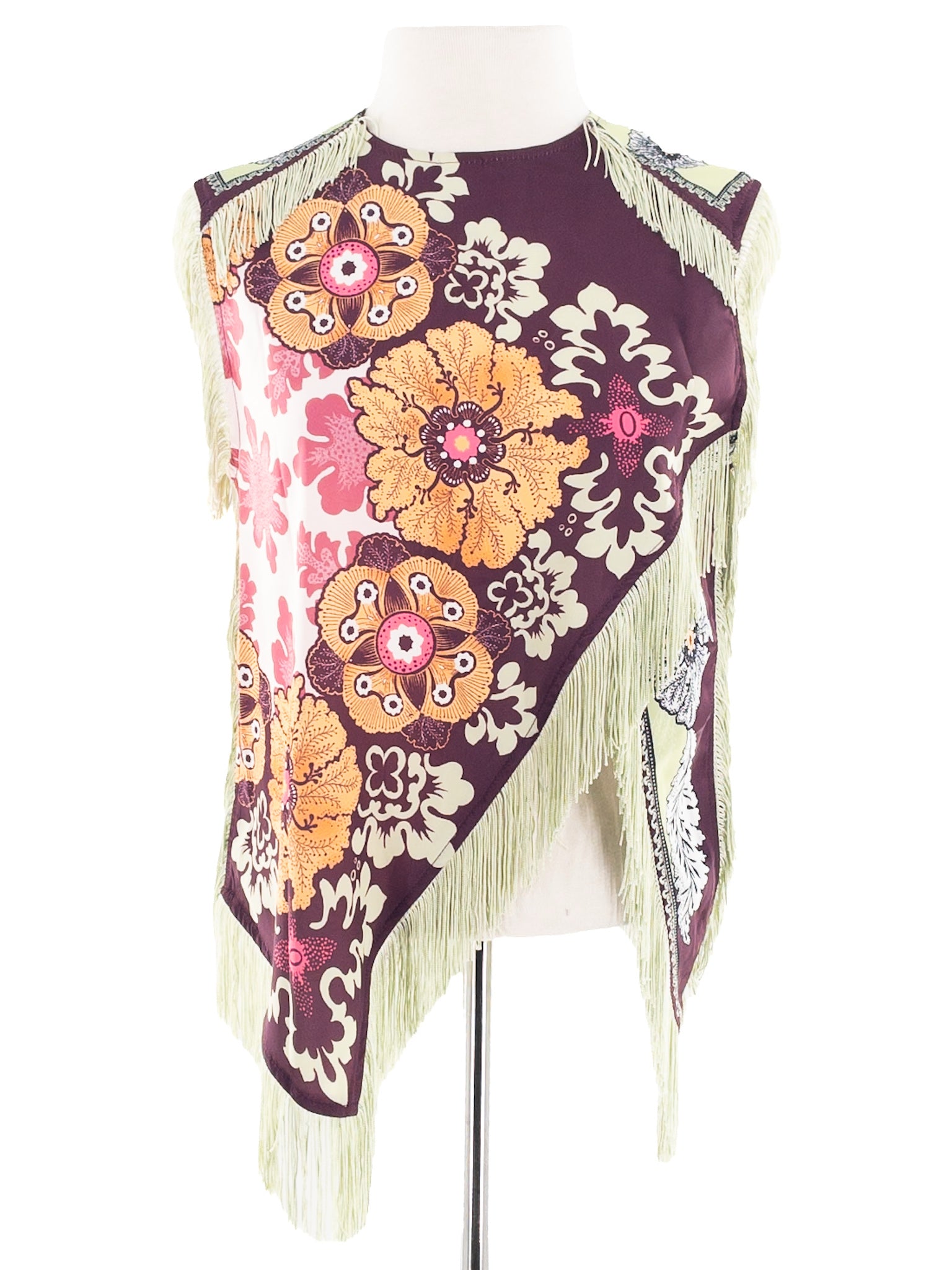Mint Multi Fringe Polyester Sleeveless Size M Blouse