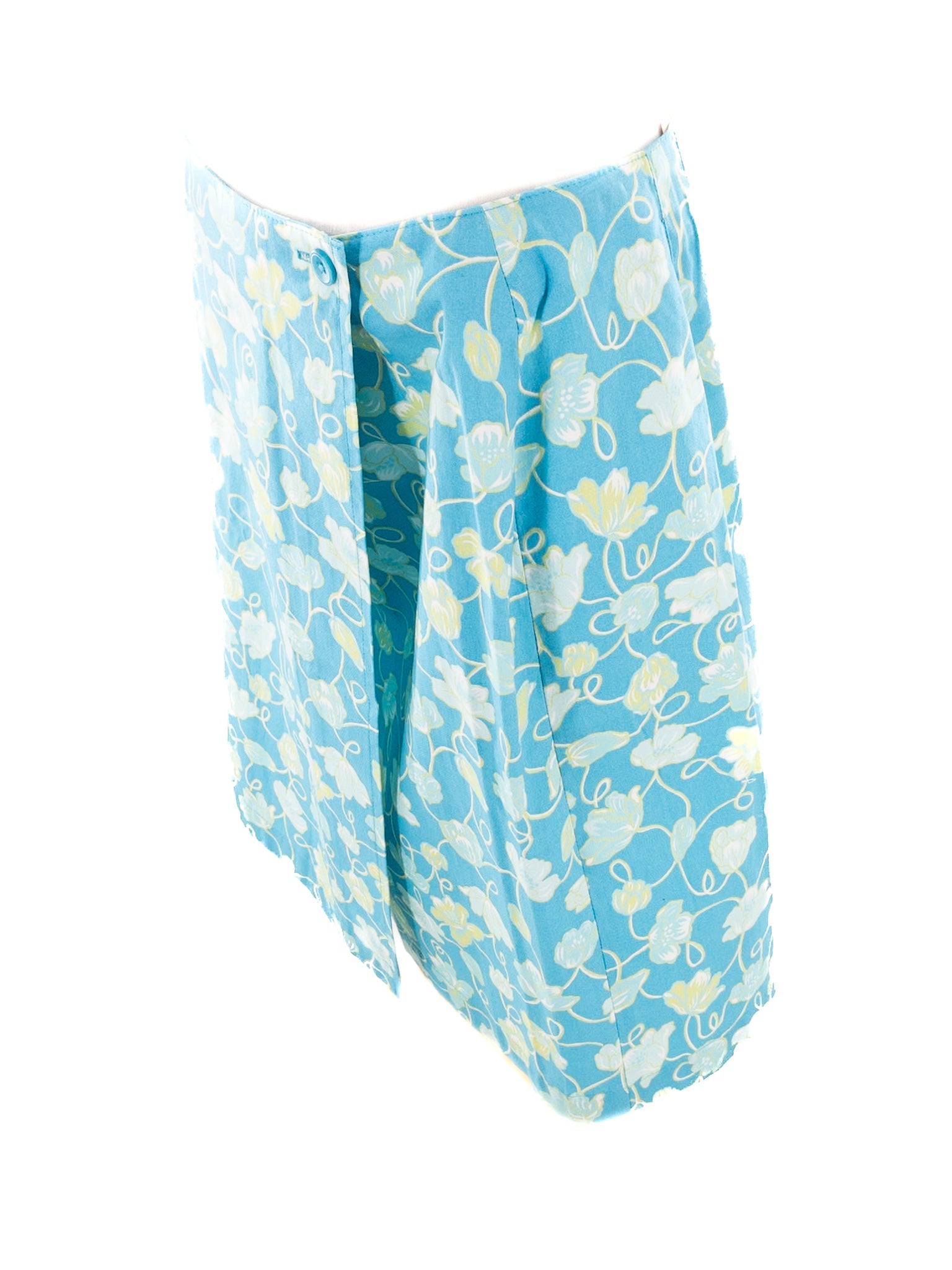 Talbots Aqua Floral Cotton Size 14 Skirt