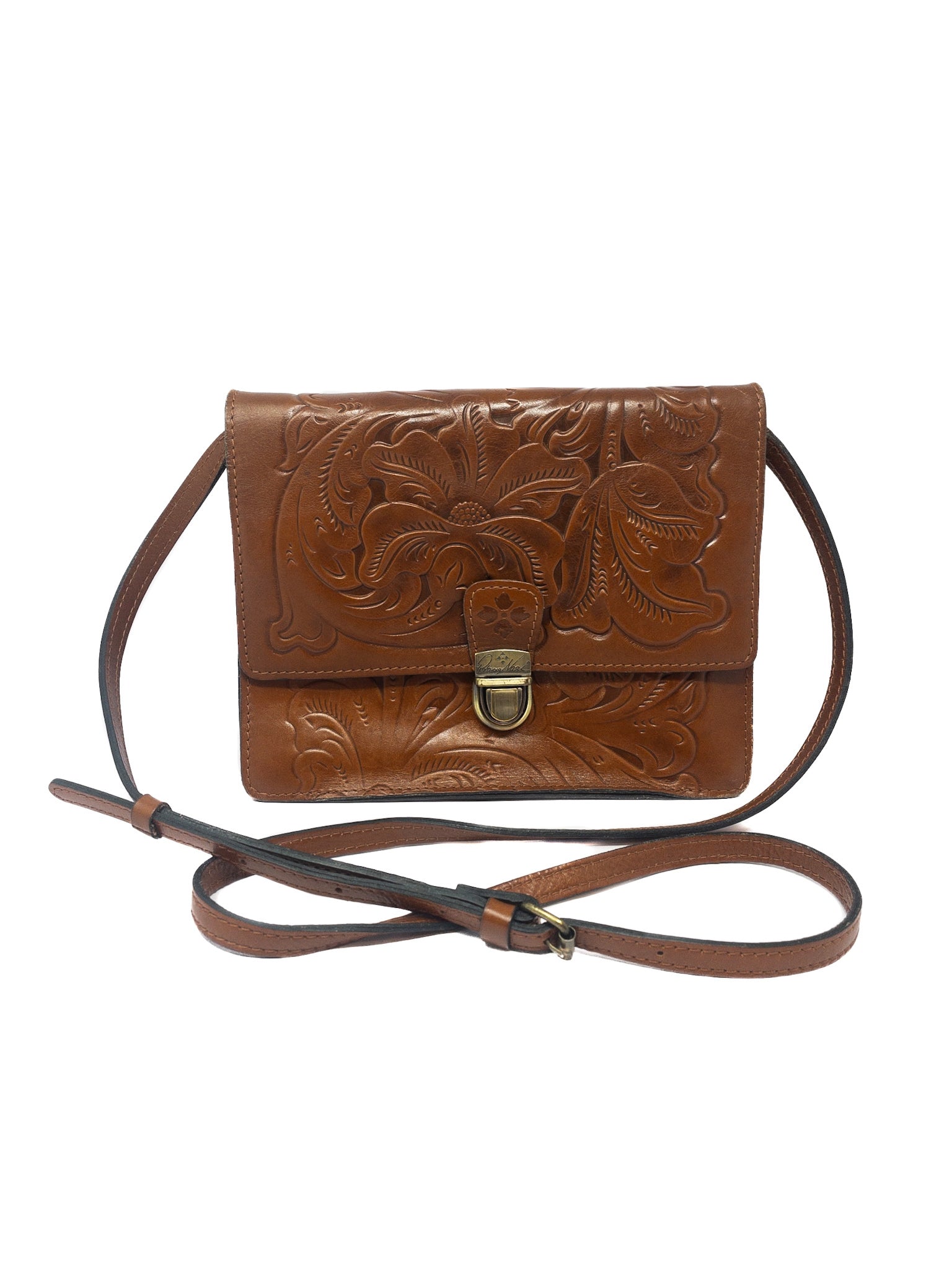 Patricia Nash Caramel Embossed Leather Cross Body
