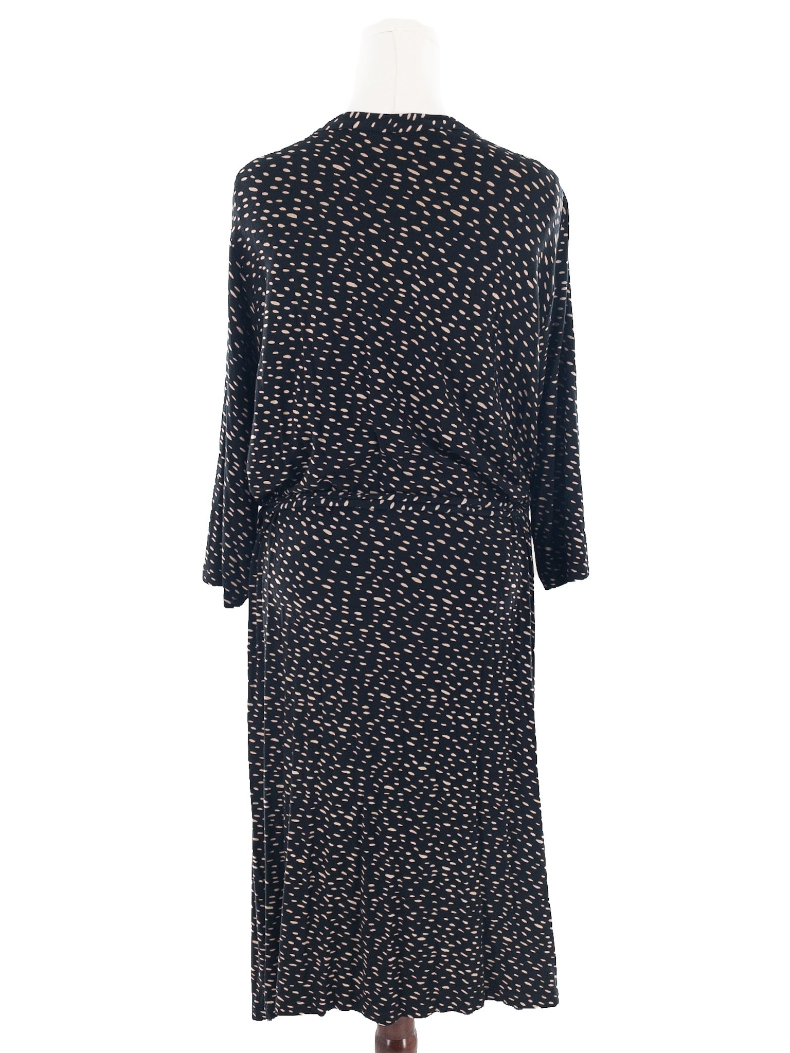 Marimekko Black Tan Print Knit 3/4 Sleeve Size 2XL Dress