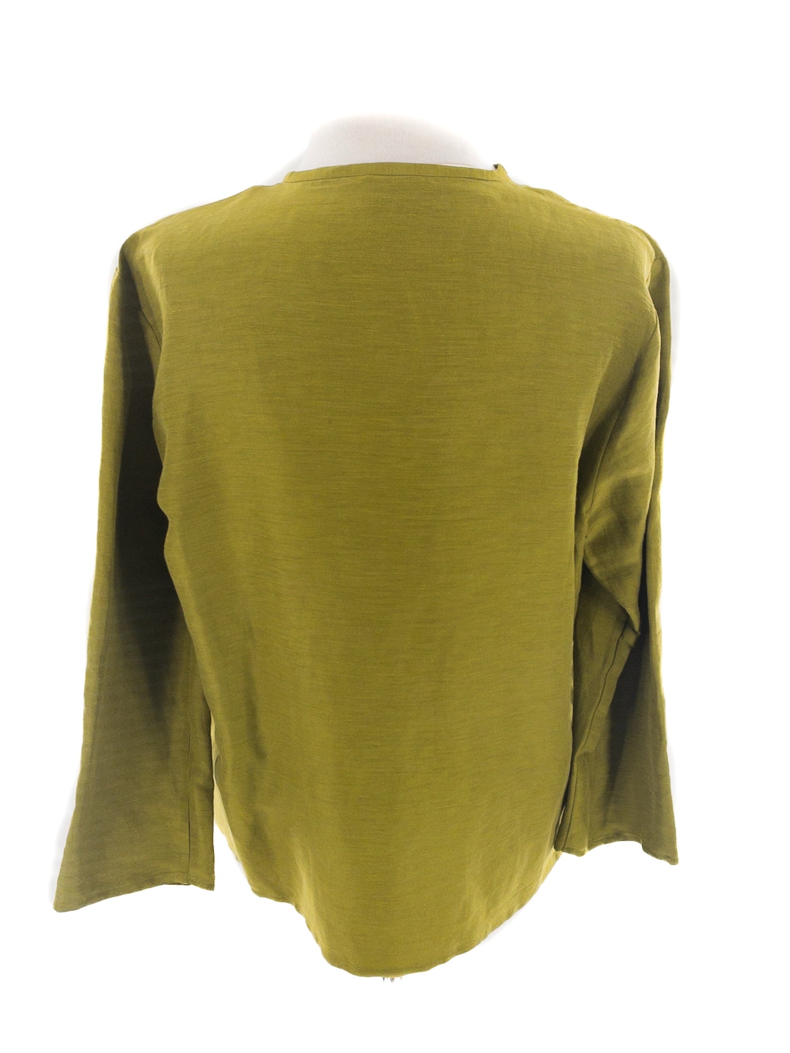 Eileen Fisher Chartreuse Linen Blend Long Sleeve Size M Blouse
