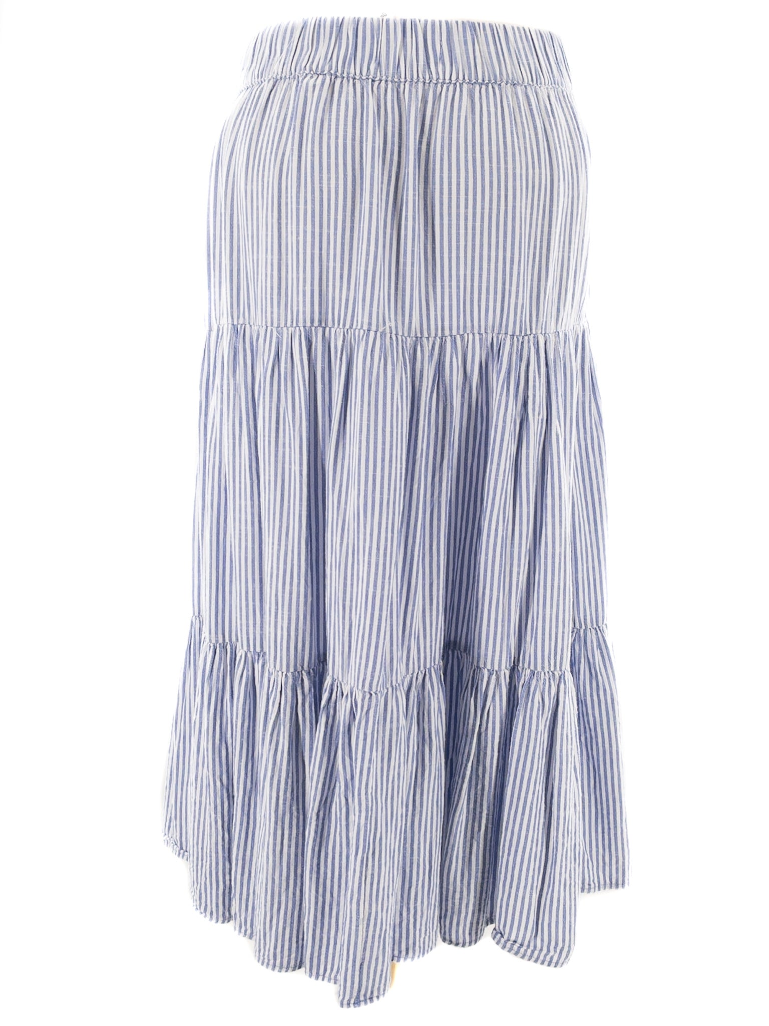 Lauren Conrad Blue White Pinstripe Rayon Blend Size L Skirt
