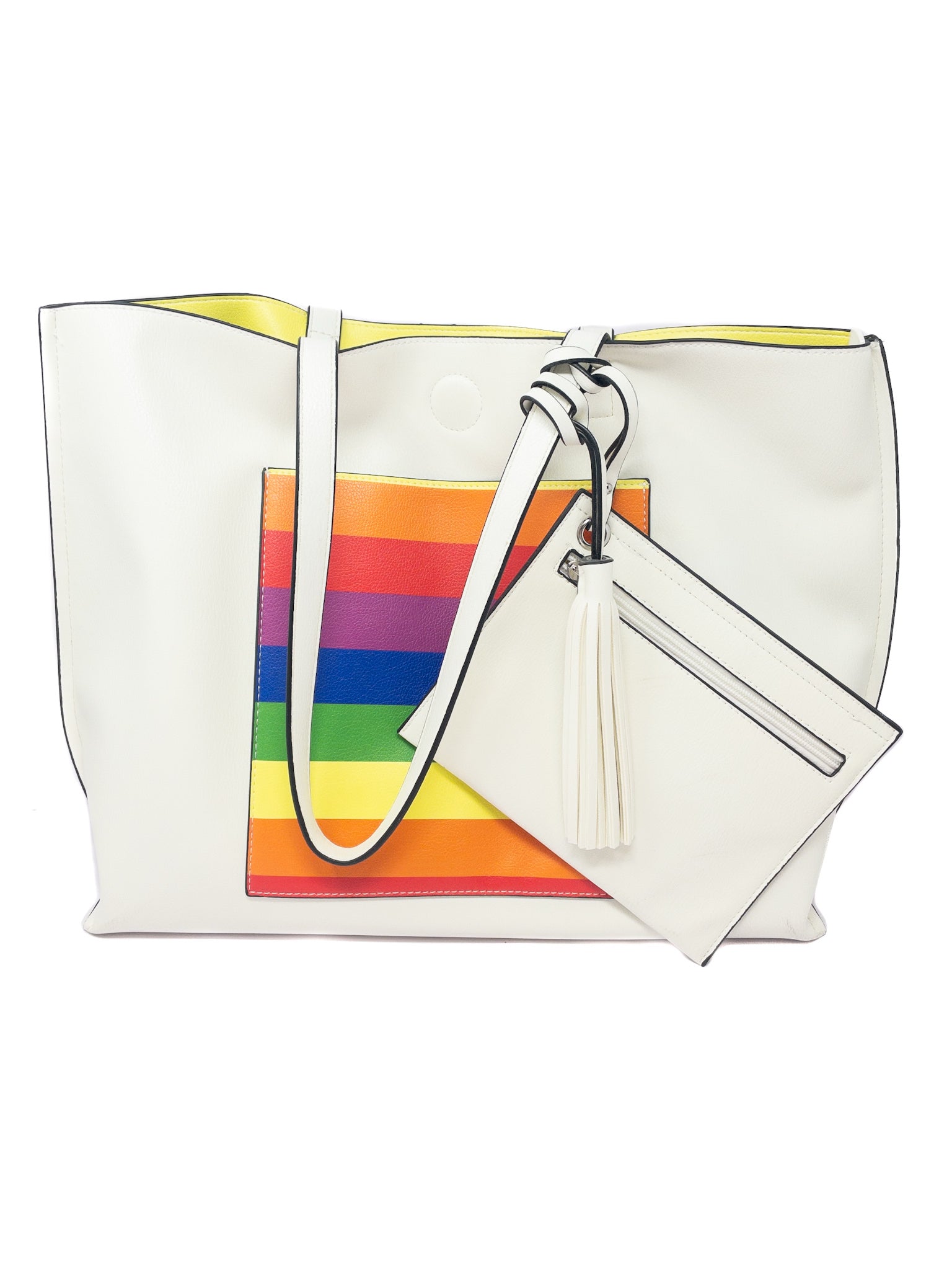 Cream Multi Stripe PVC Tote