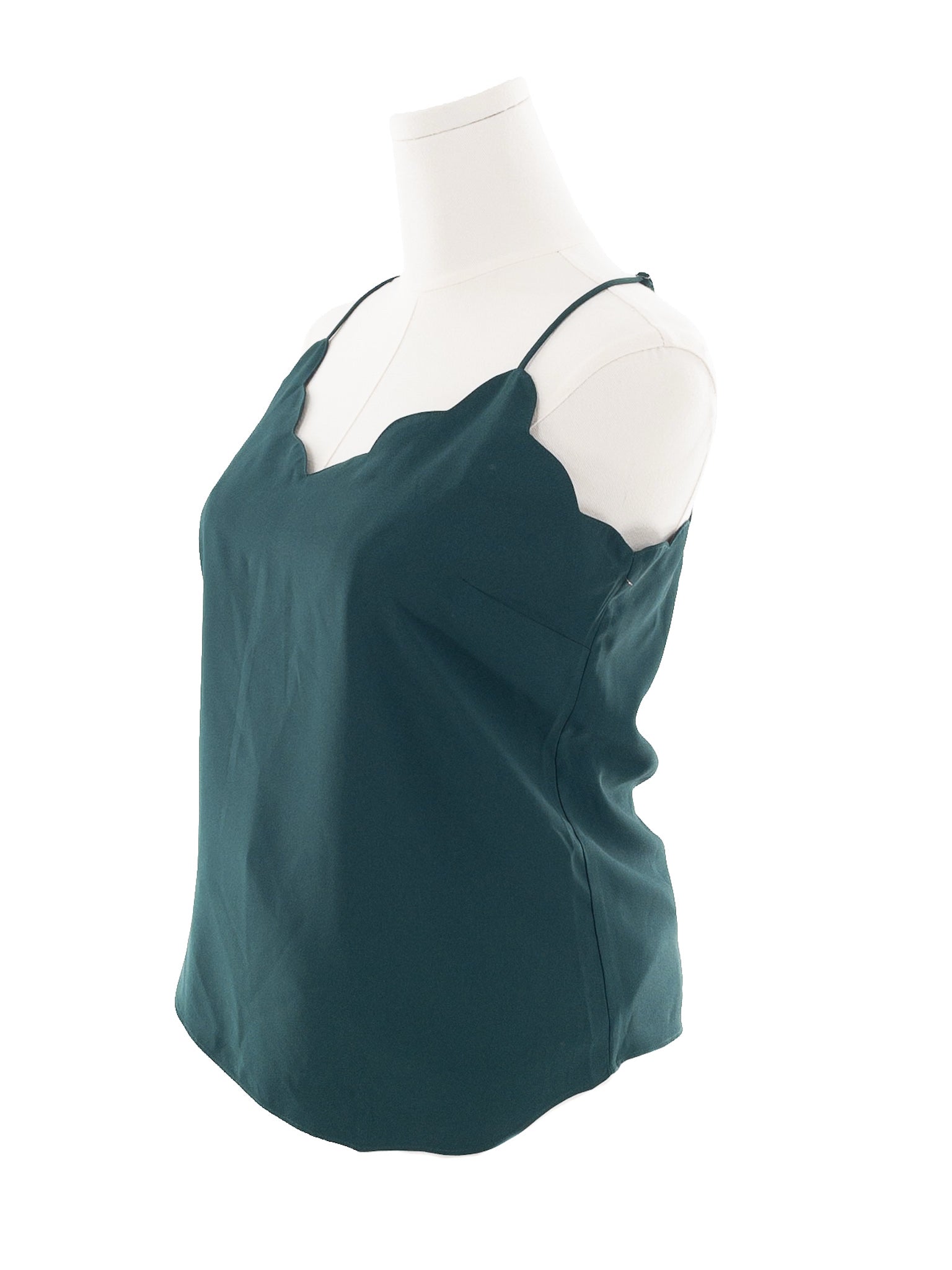 J Crew Bottle Green Polyester Spaghetti Strap Size 8 Blouse