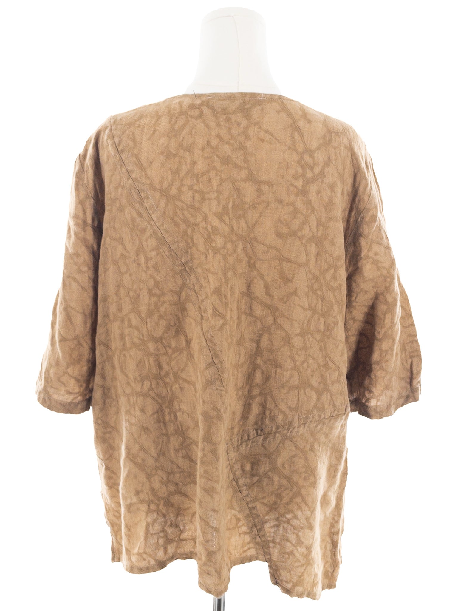 Sulu Toast Texture Linen 3/4 Sleeve Size 16 Blouse