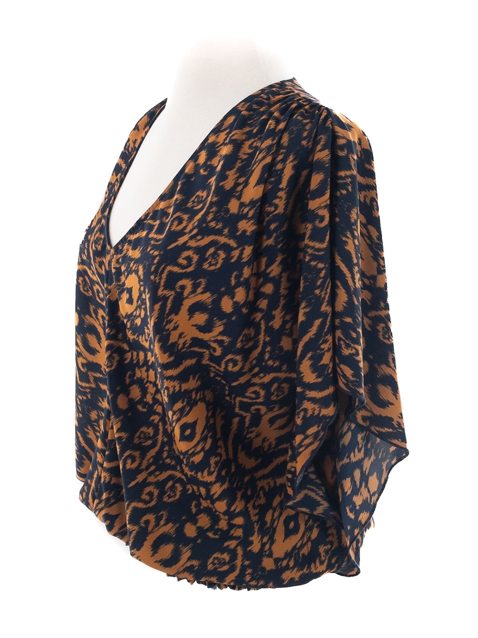 Roan + Ryan Navy Orange Abstract Polyester Sleeveless Size M Blouse