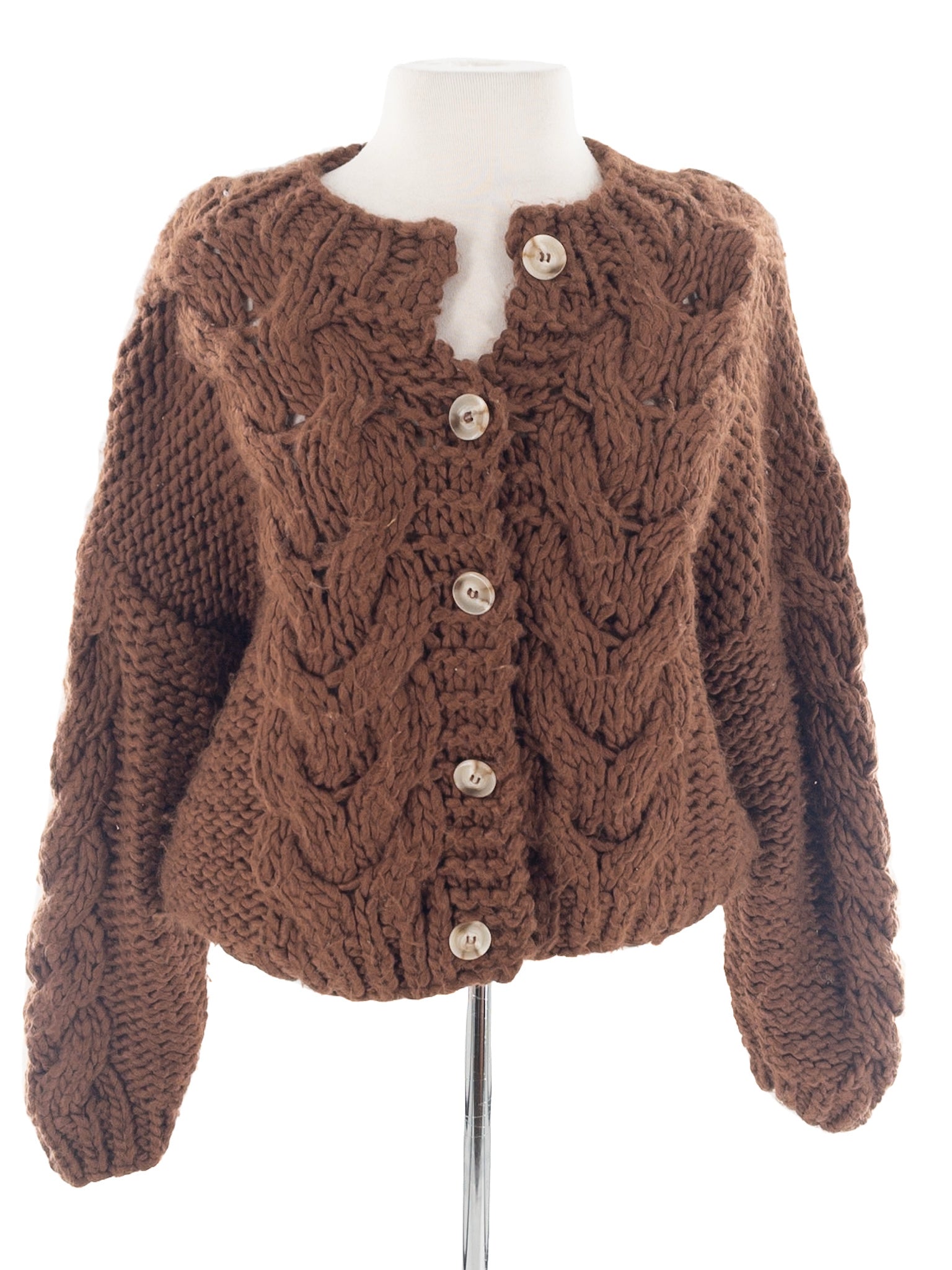 Little Lies Chocolate Chunky Acrylic Size S/M Cardigan