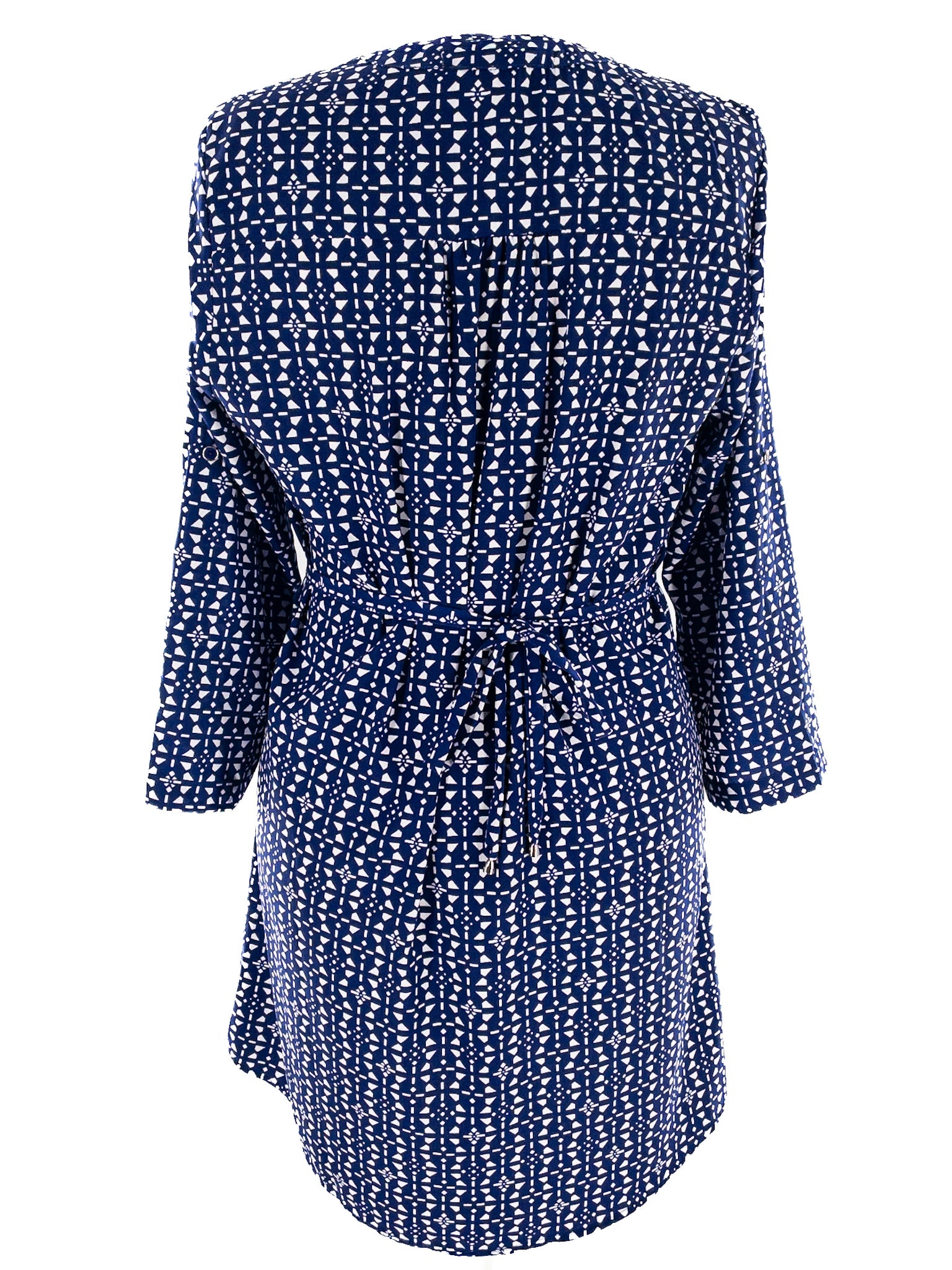 Hawthorn Blue White Belted Polyester Button Down Size L Dress