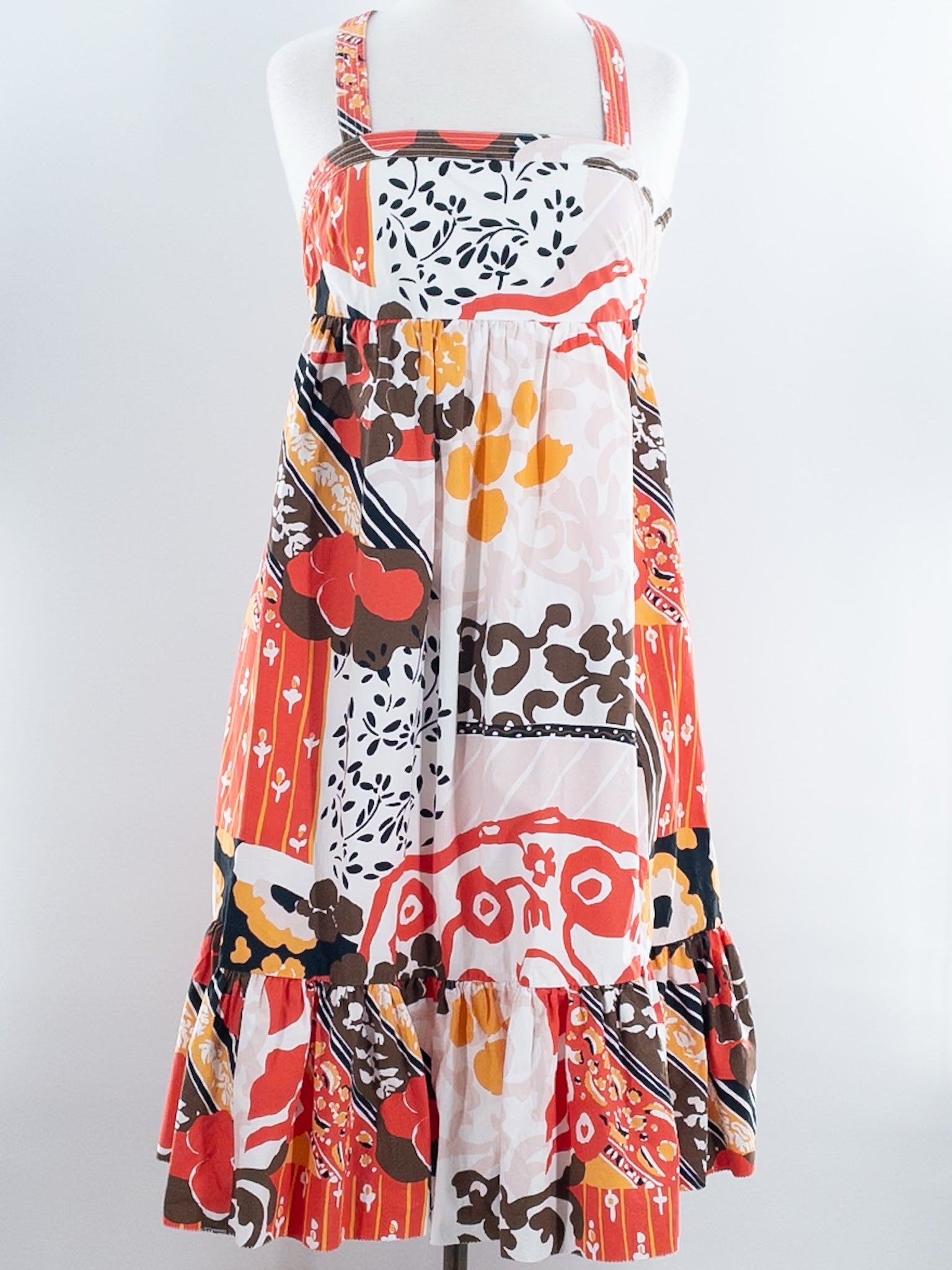 J Crew White Multi Print Cotton Sleeveless Size 4 Dress