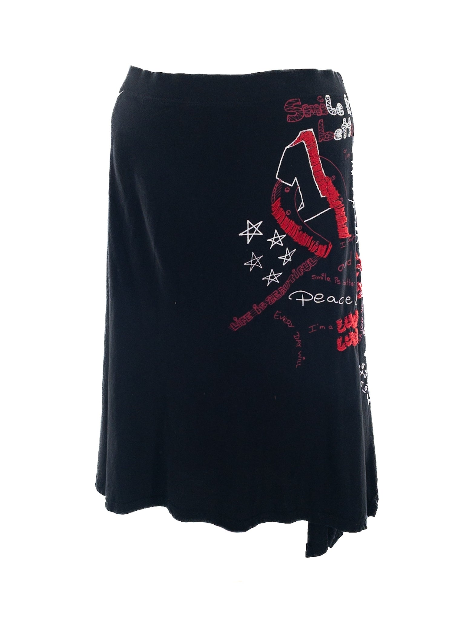 Desigual Black Red Letters Jersey Size S Skirt