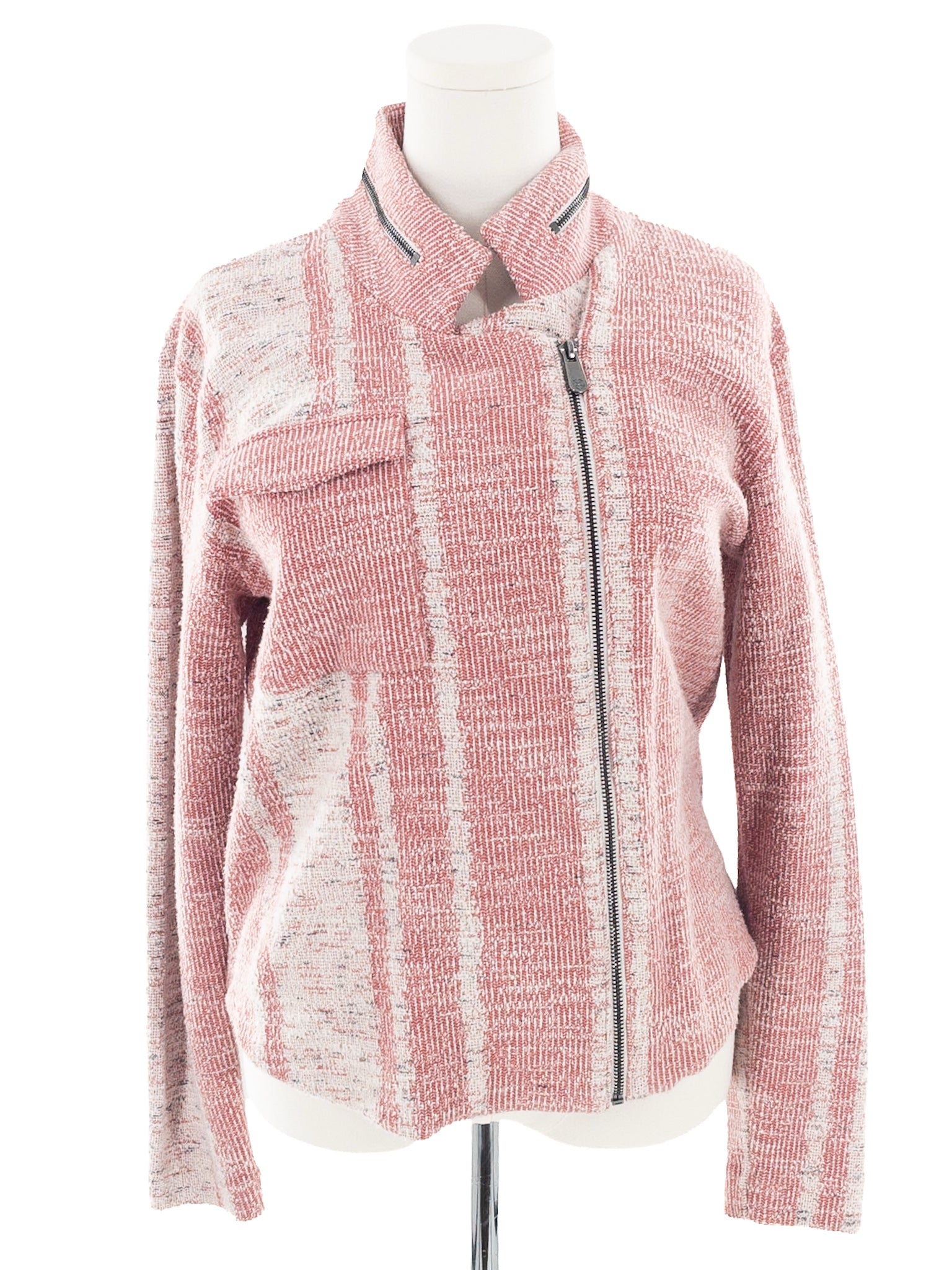 Nic & Zoe Mauve Cream Texture Cotton Blend Size L Cardigan