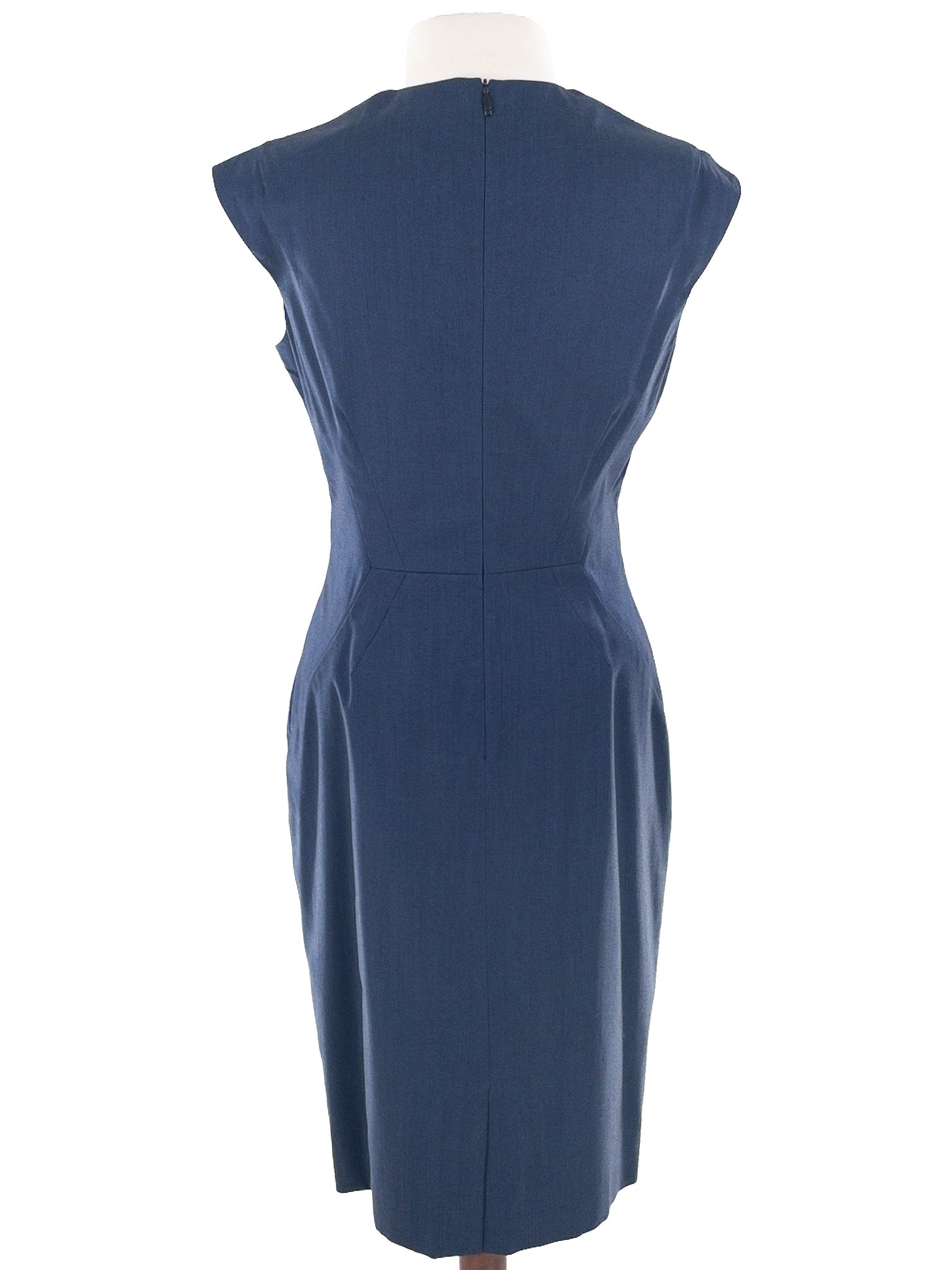 Boss Navy V Neck Cotton Blend Sleeveless Size 6 Dress
